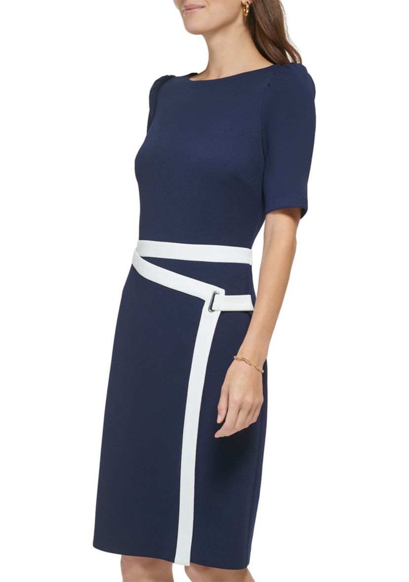 Womens Color Blocked Solid Sheath Dress