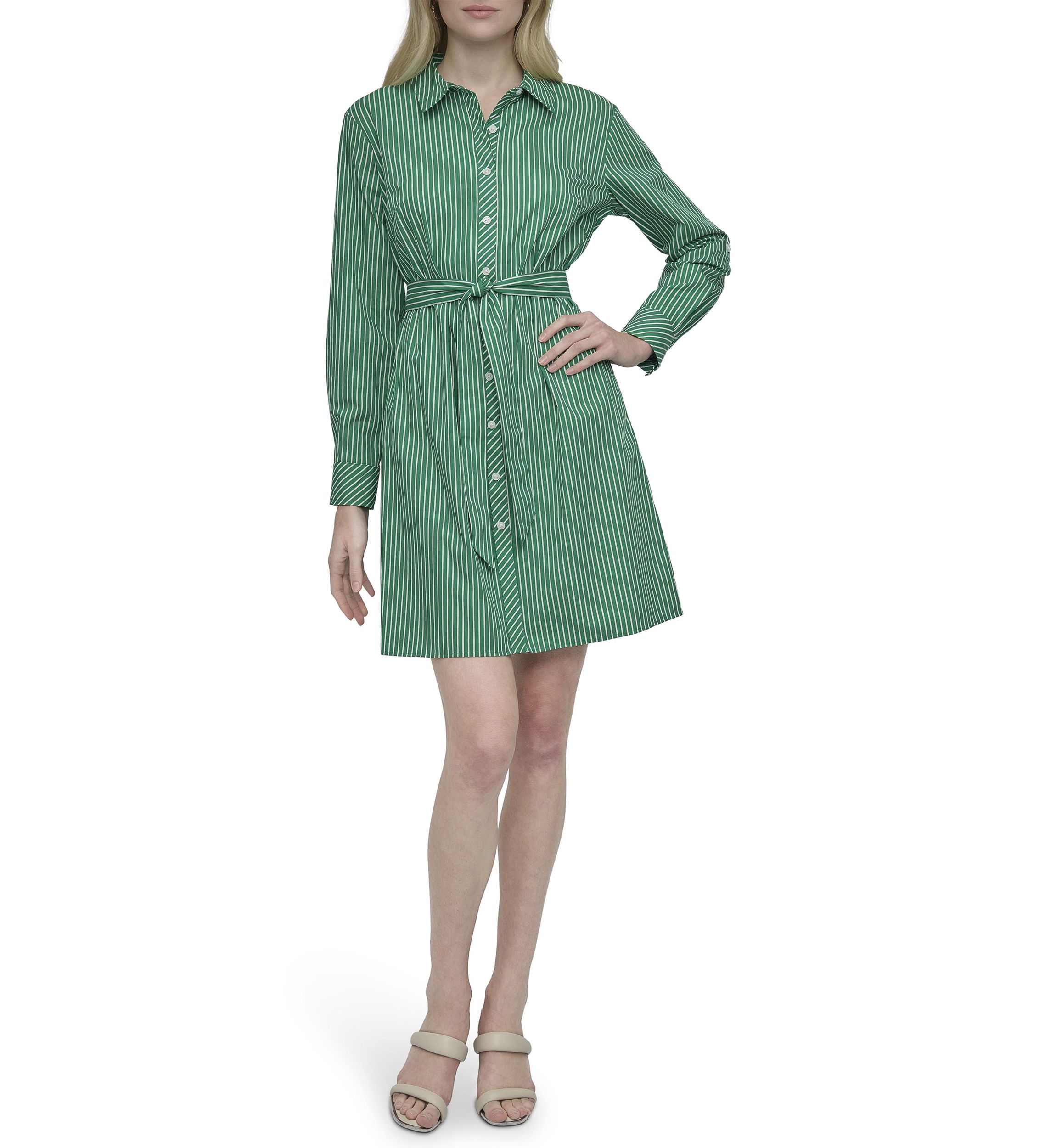 Womens Collared Stripe Printed Shirtdress