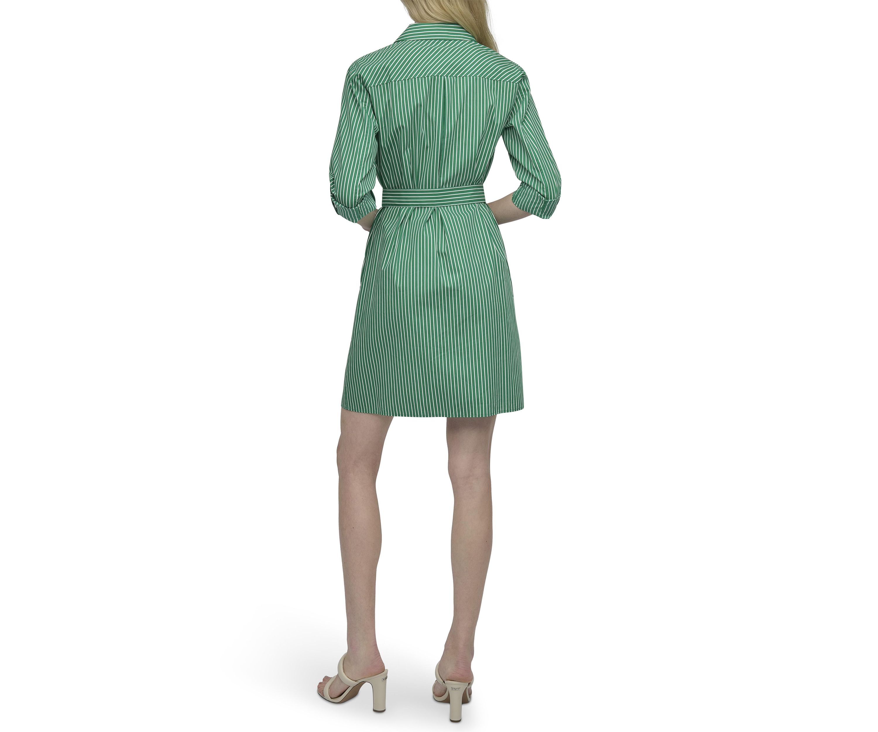 Womens Collared Stripe Printed Shirtdress