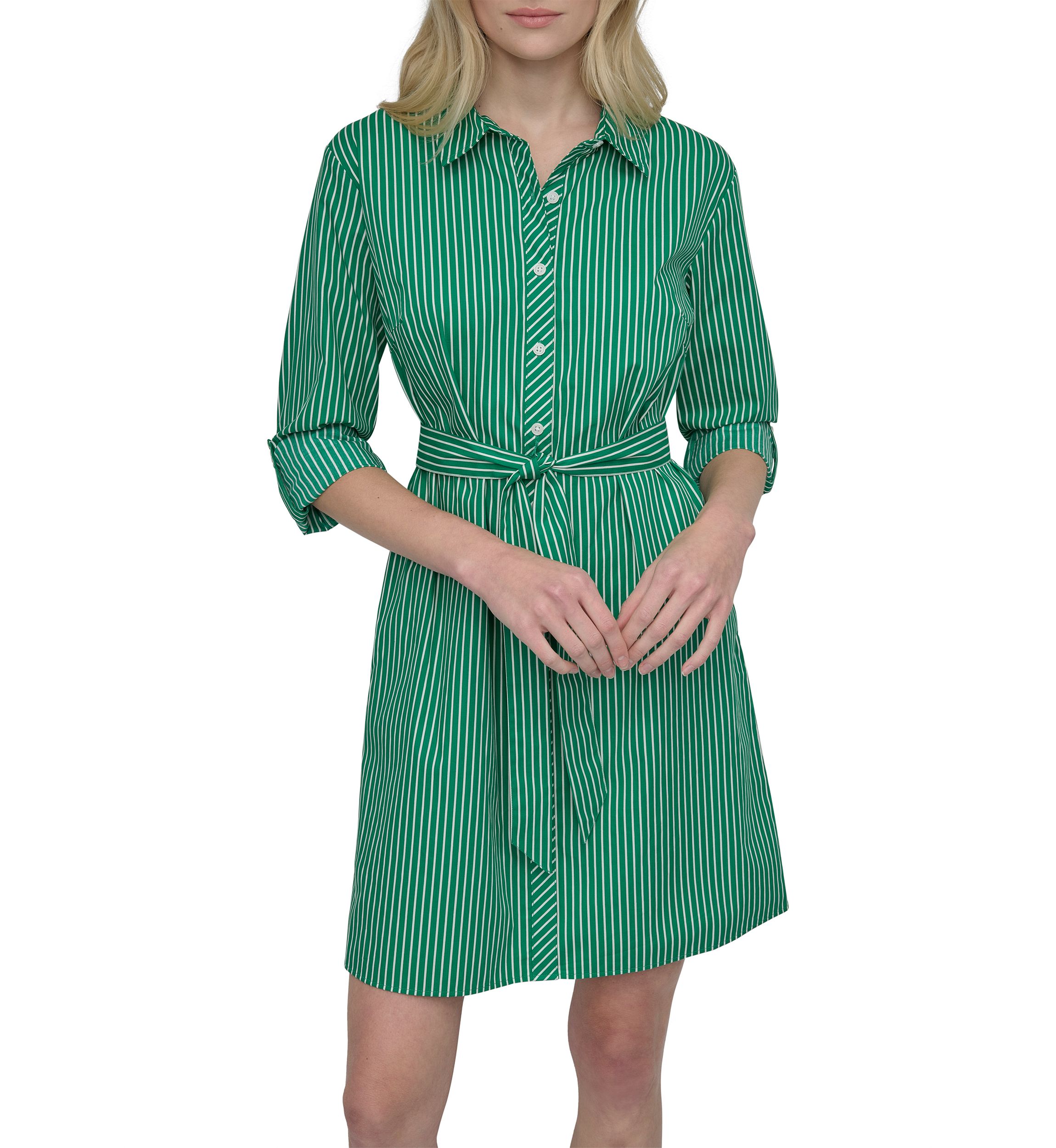 Womens Collared Stripe Printed Shirtdress