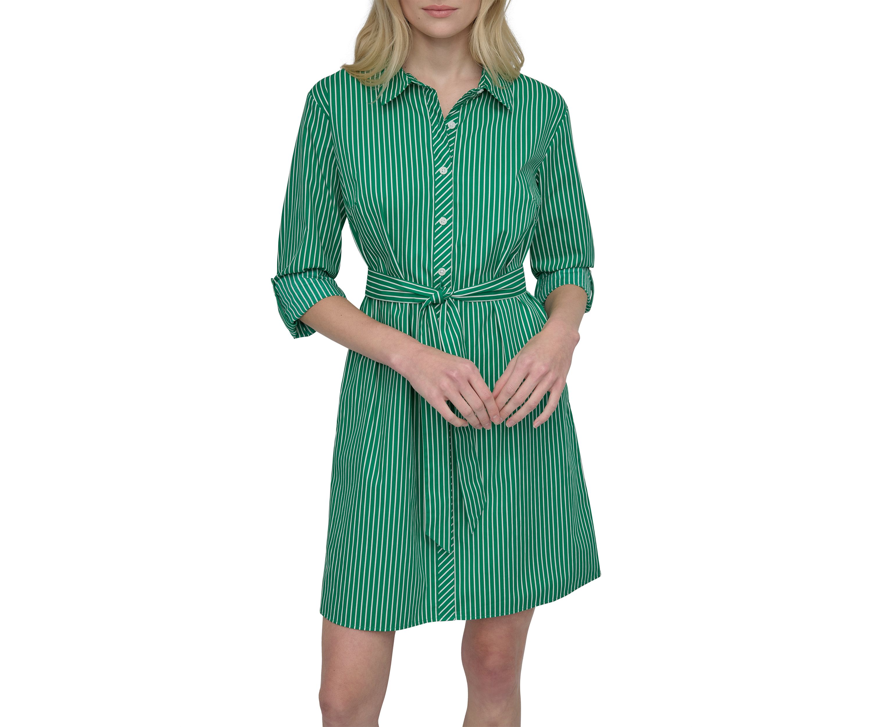 Womens Collared Stripe Printed Shirtdress