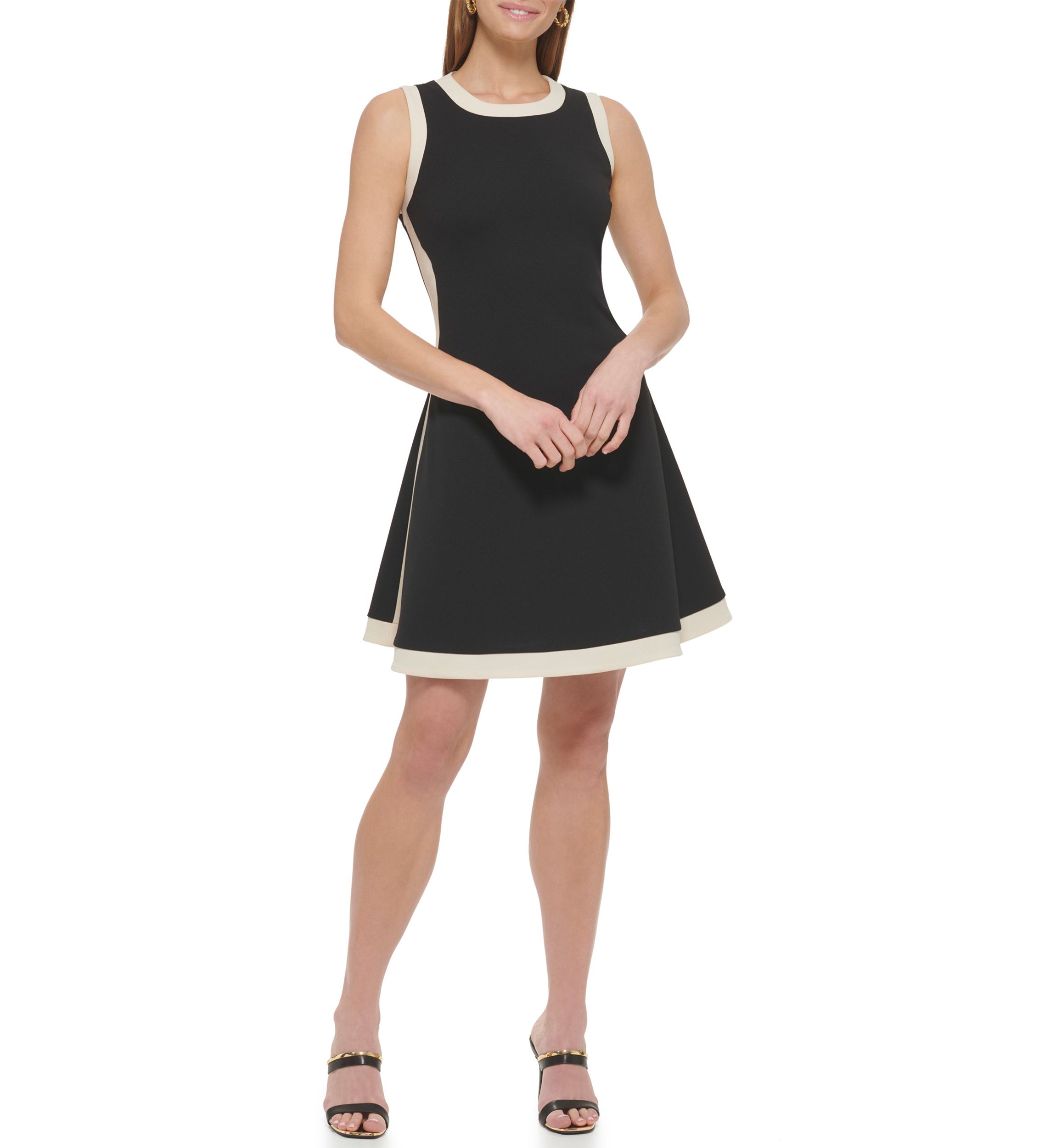 Womens Contrast Fit and Flare Dress