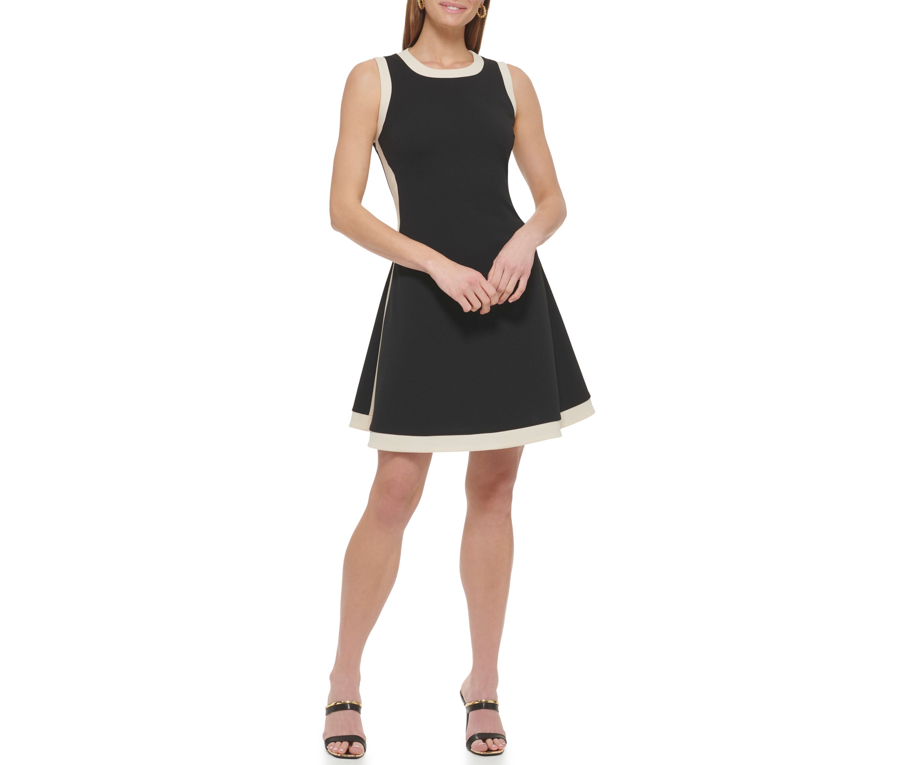 Womens Contrast Fit and Flare Dress
