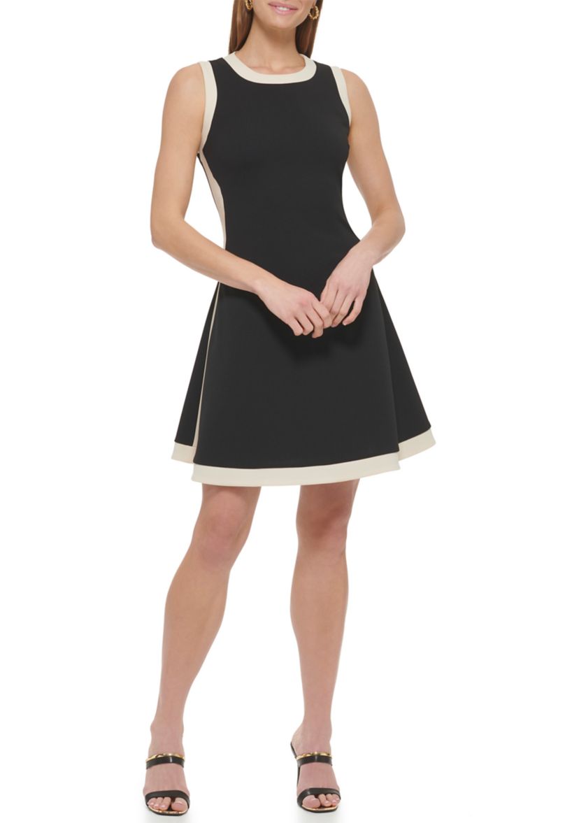 Womens Contrast Fit and Flare Dress