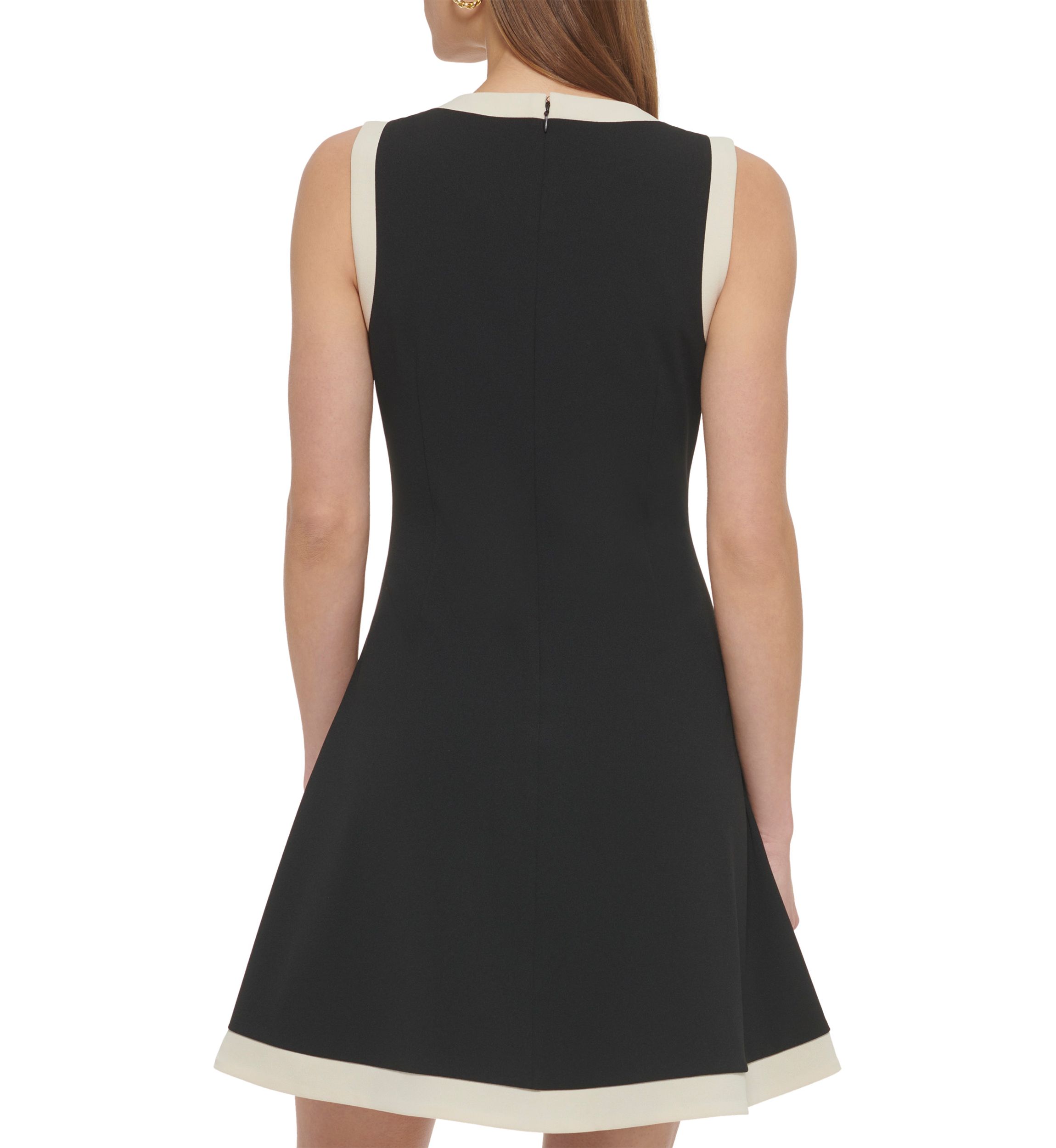 Womens Contrast Fit and Flare Dress