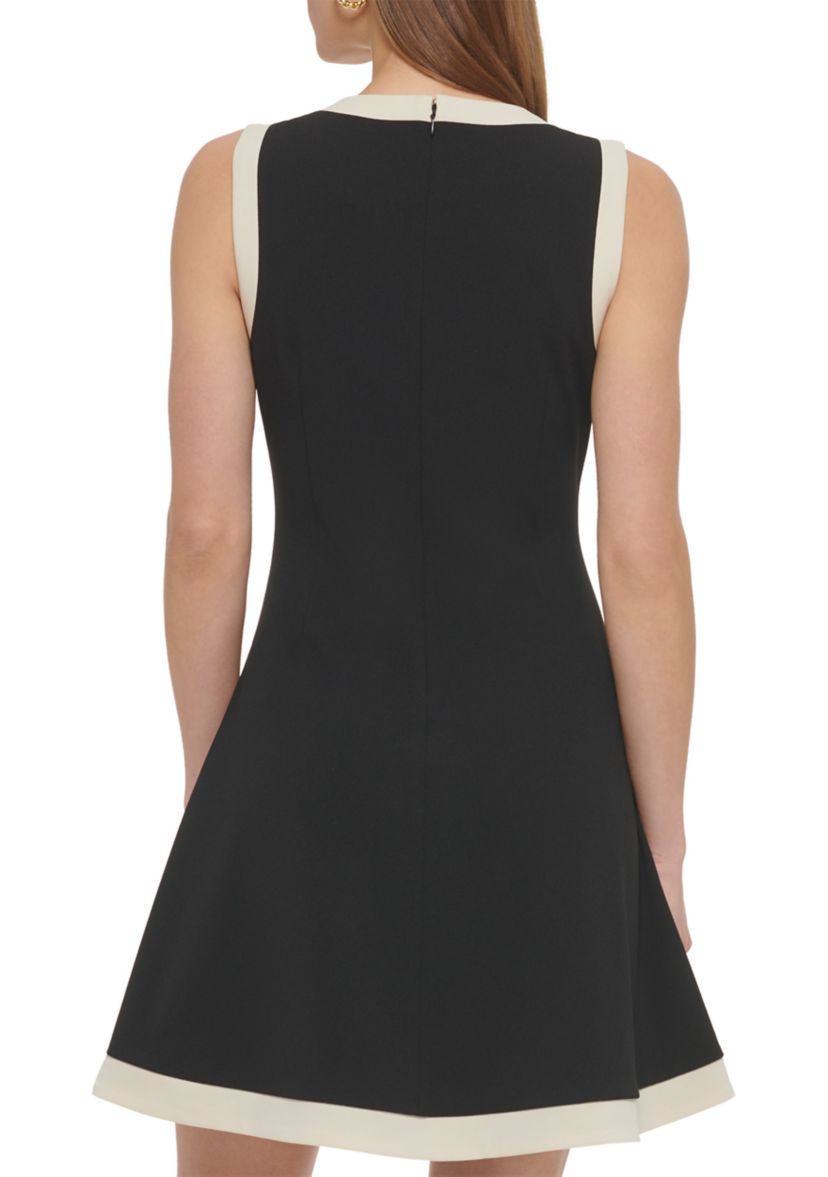 Womens Contrast Fit and Flare Dress