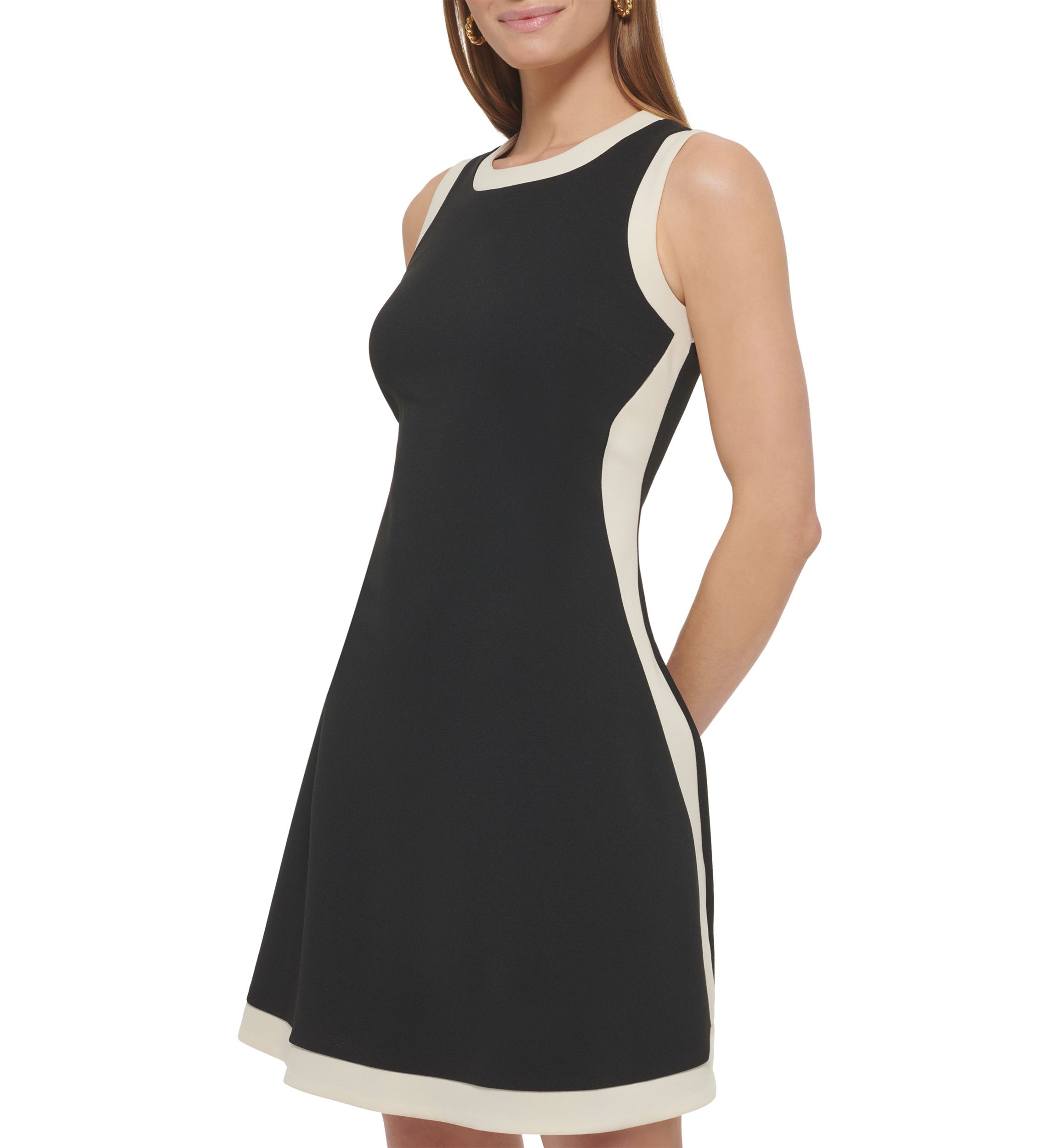 Womens Contrast Fit and Flare Dress