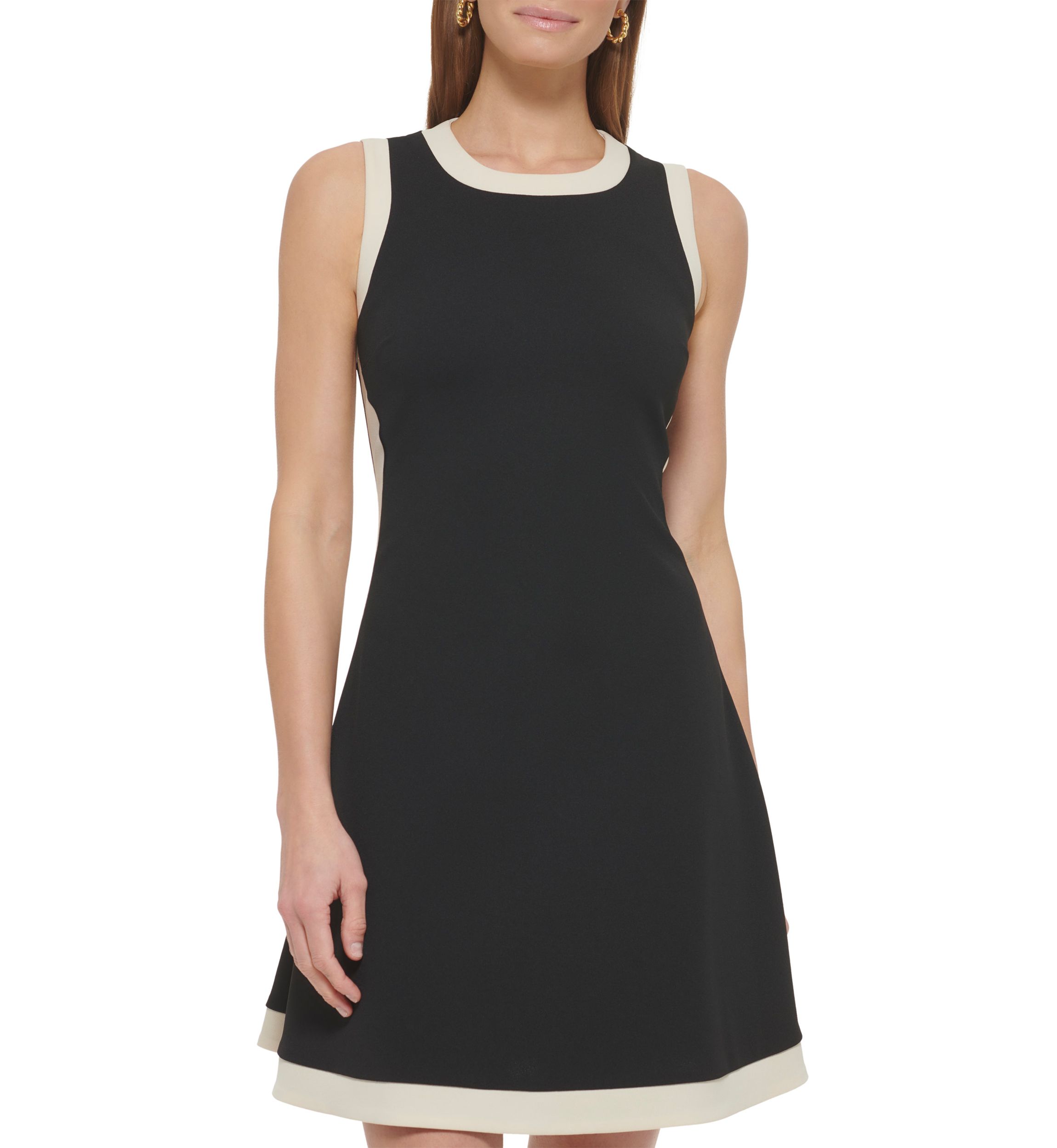 Womens Contrast Fit and Flare Dress