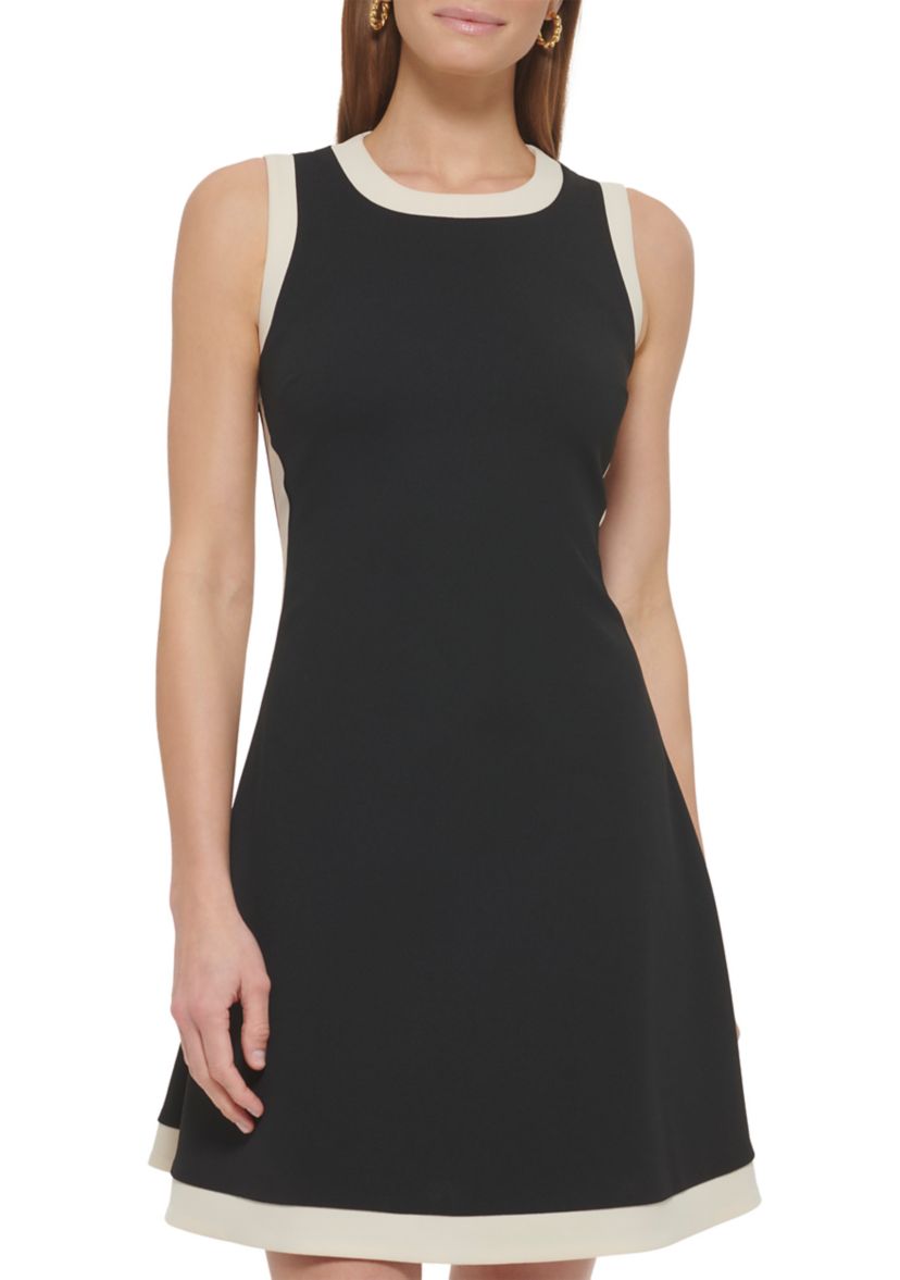 Womens Contrast Fit and Flare Dress