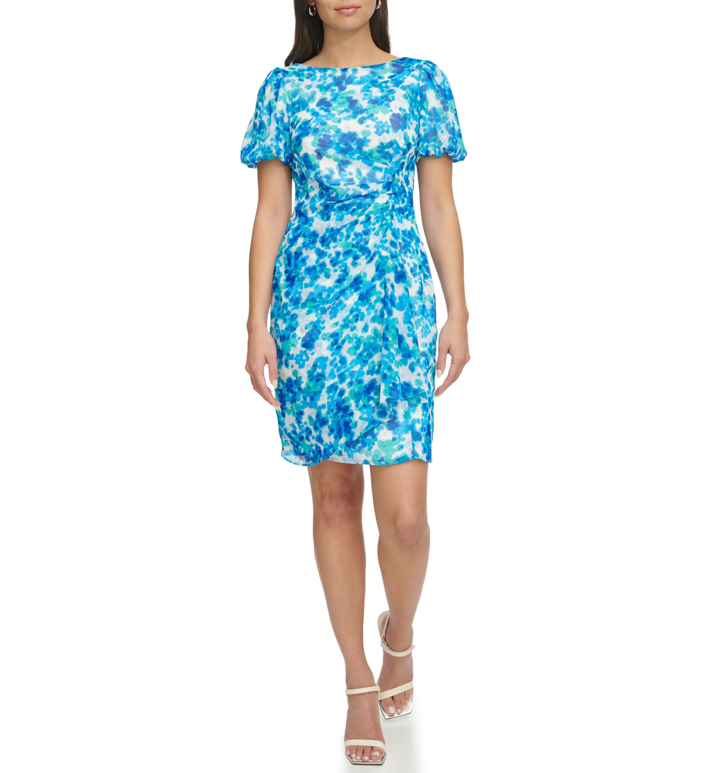 Womens Printed Chiffon Fit and Flare Dress