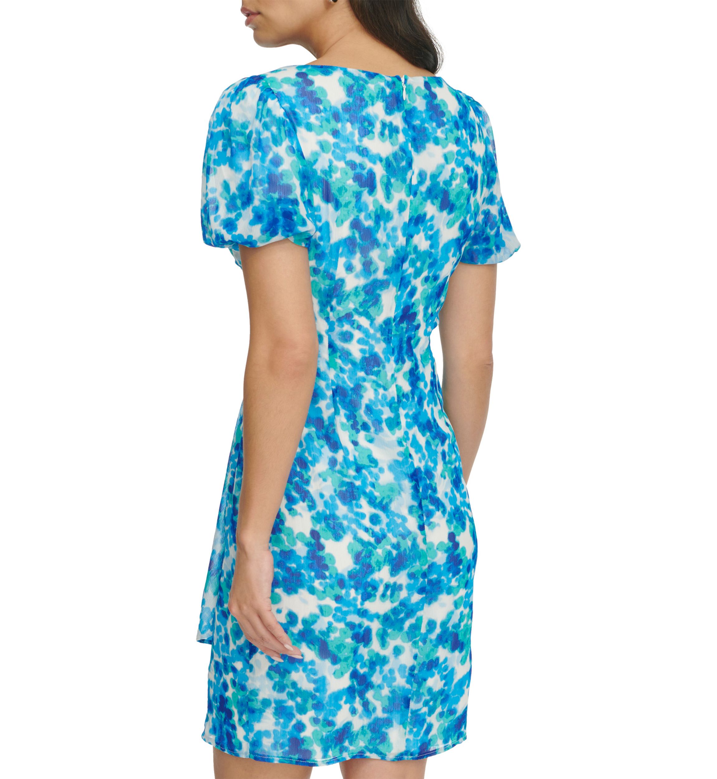 Womens Printed Chiffon Fit and Flare Dress