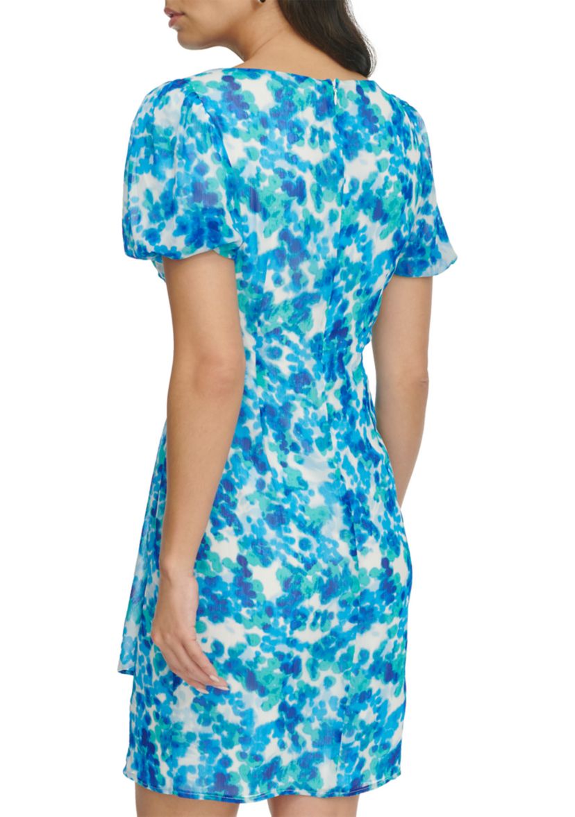 Womens Printed Chiffon Fit and Flare Dress