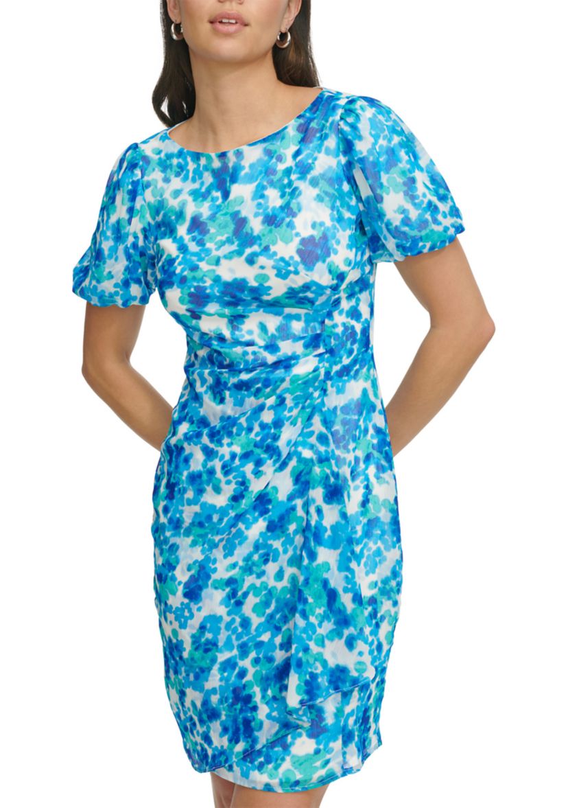 Womens Printed Chiffon Fit and Flare Dress