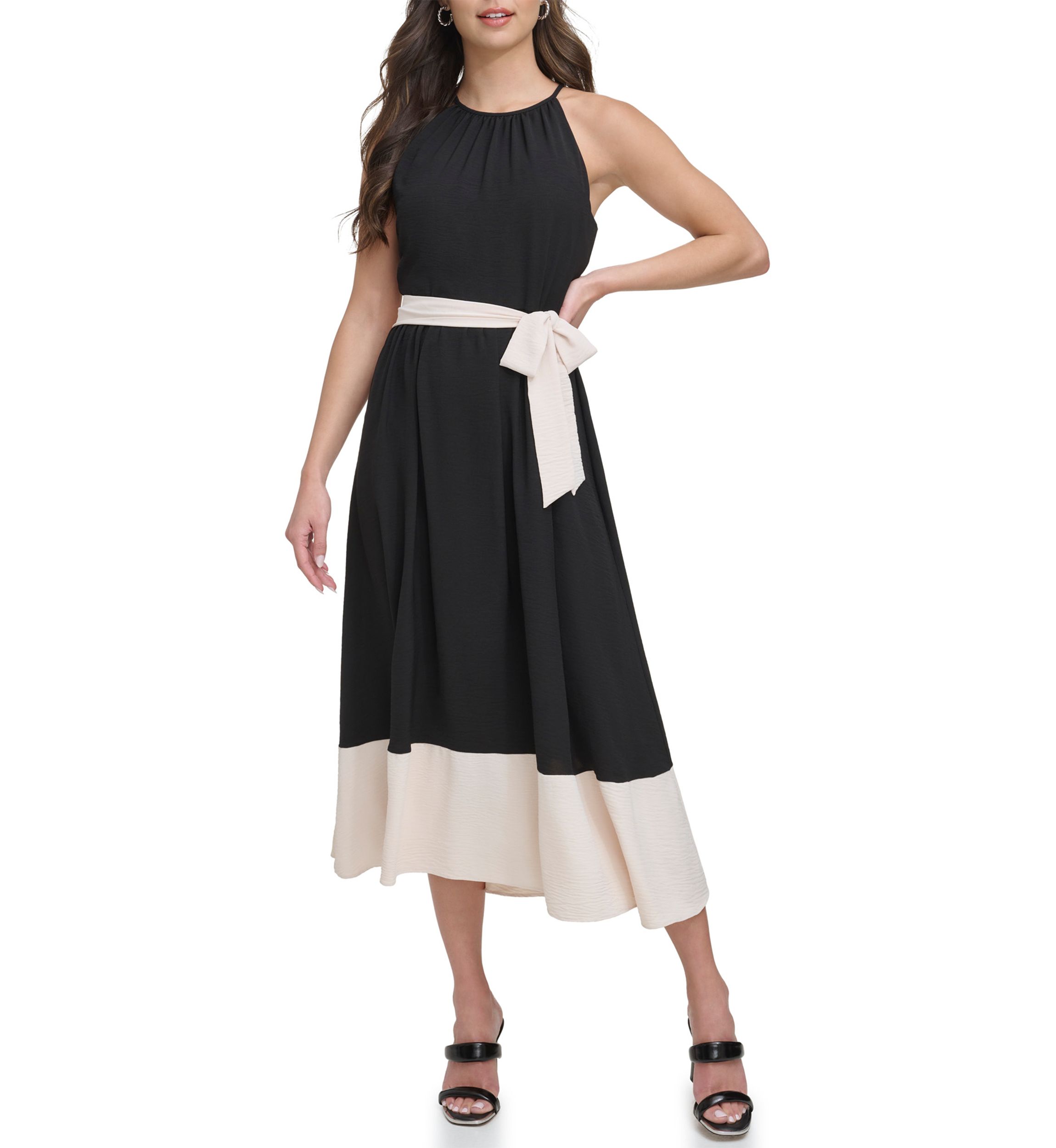 Womens Sleeveless Washed Fit and Flare Dress