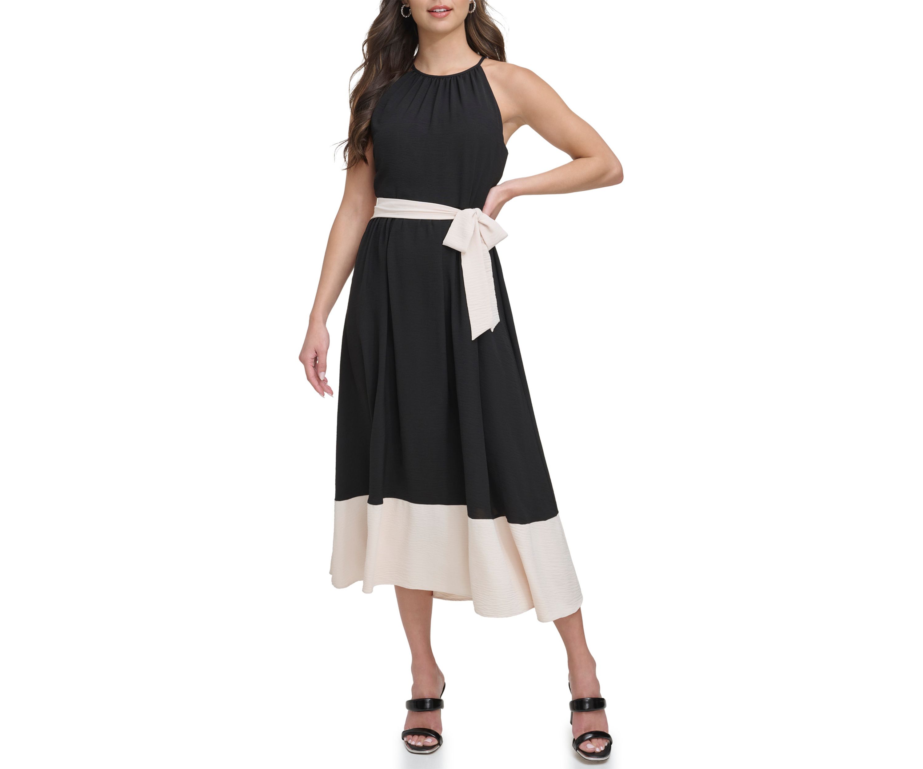Womens Sleeveless Washed Fit and Flare Dress