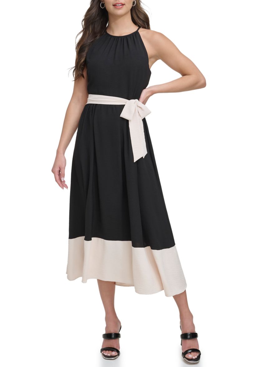 Womens Sleeveless Washed Fit and Flare Dress