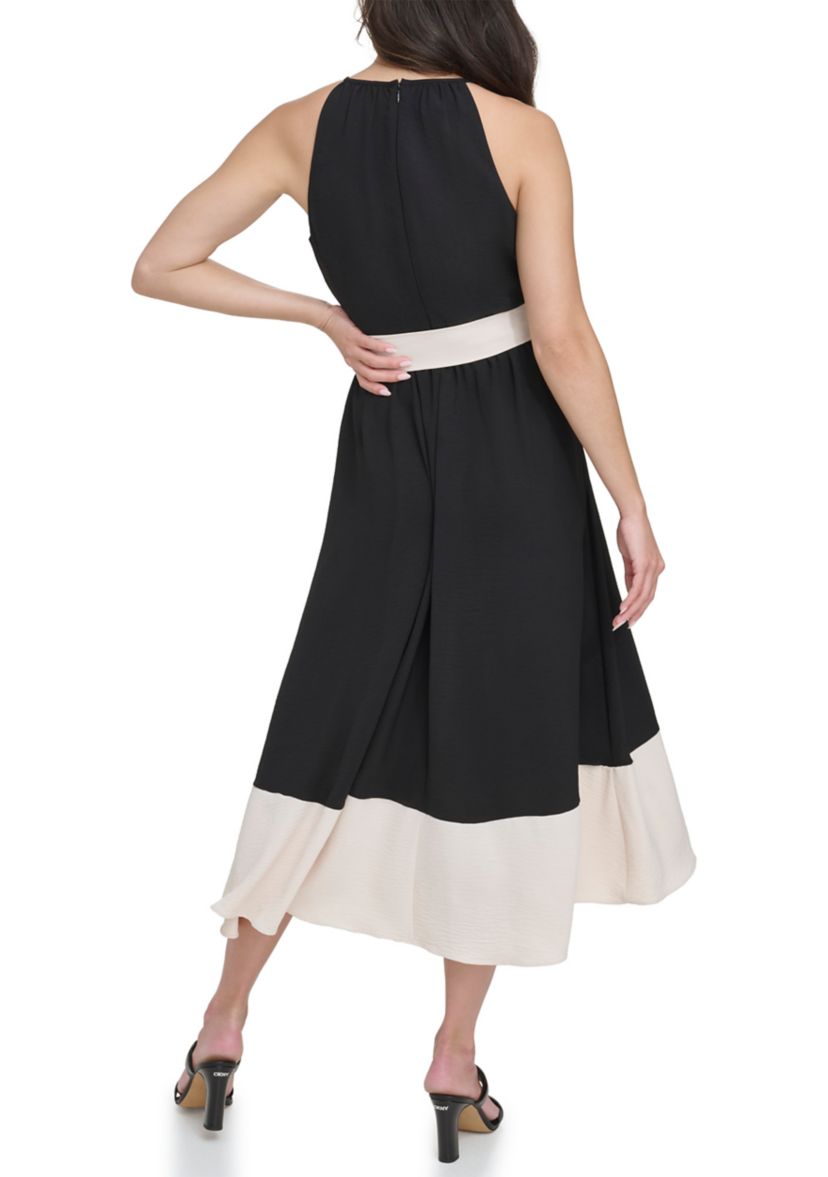 Womens Sleeveless Washed Fit and Flare Dress