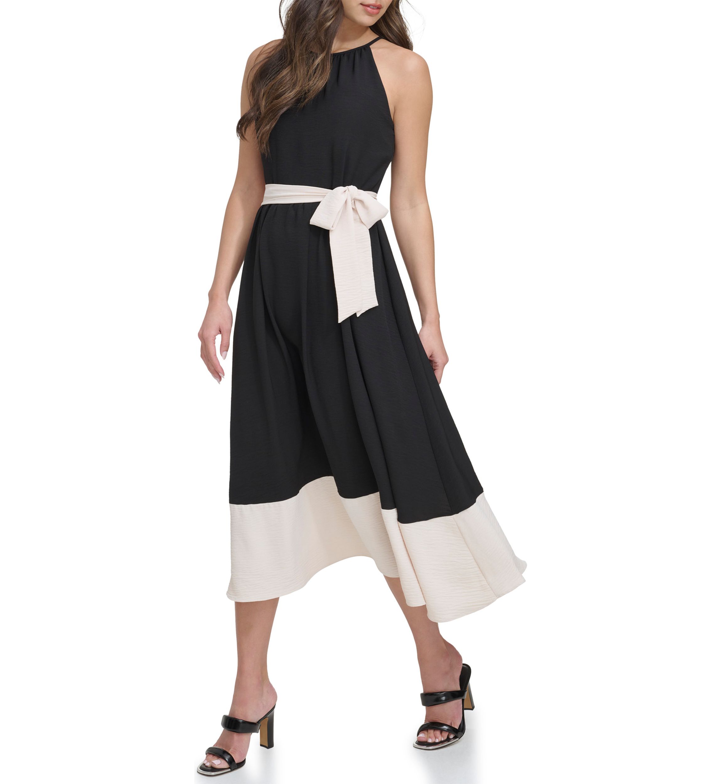 Womens Sleeveless Washed Fit and Flare Dress