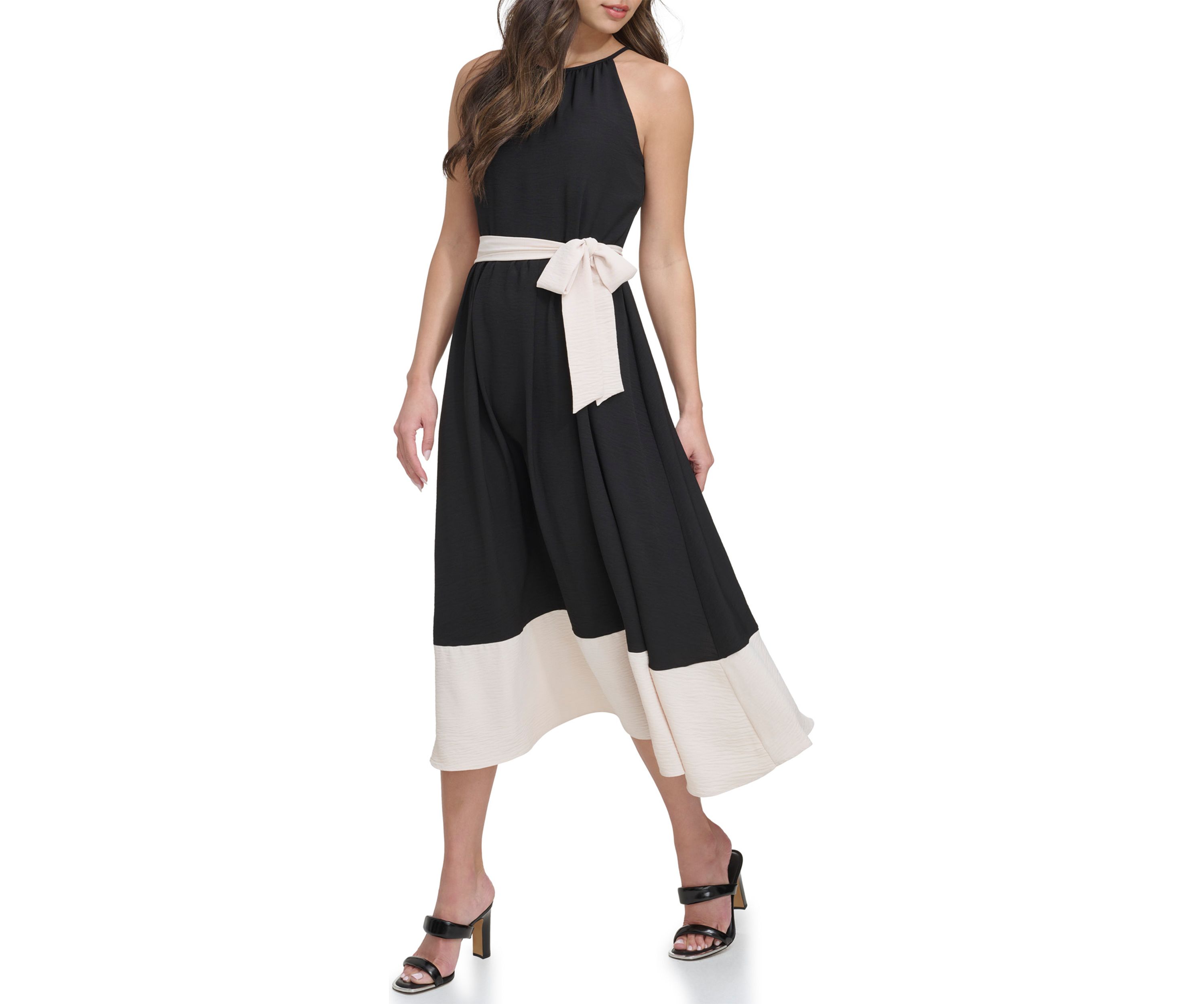 Womens Sleeveless Washed Fit and Flare Dress