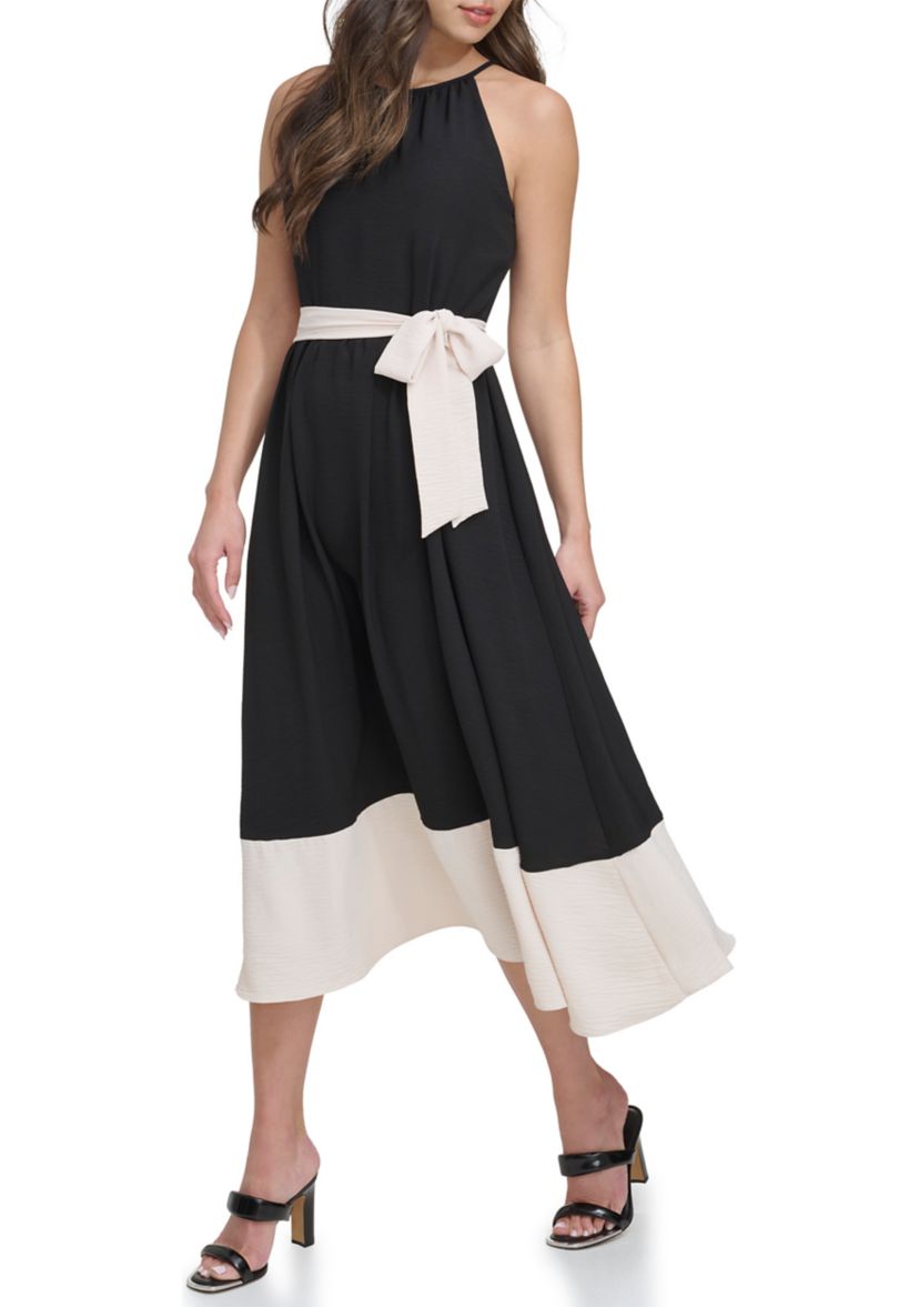Womens Sleeveless Washed Fit and Flare Dress