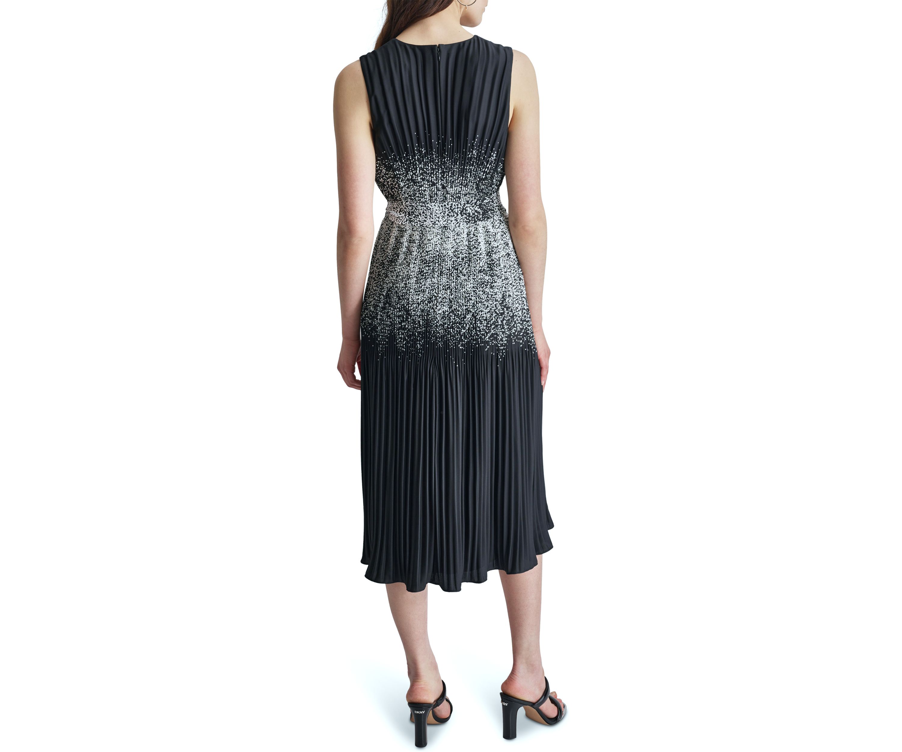 Womens Sleeveless Halter Abstract Printed Fit and Flare Dress