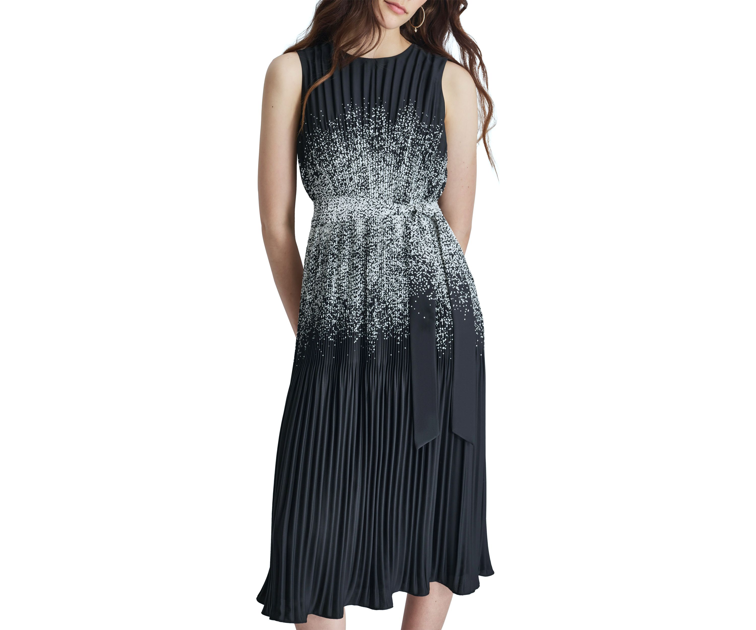 Womens Sleeveless Halter Abstract Printed Fit and Flare Dress