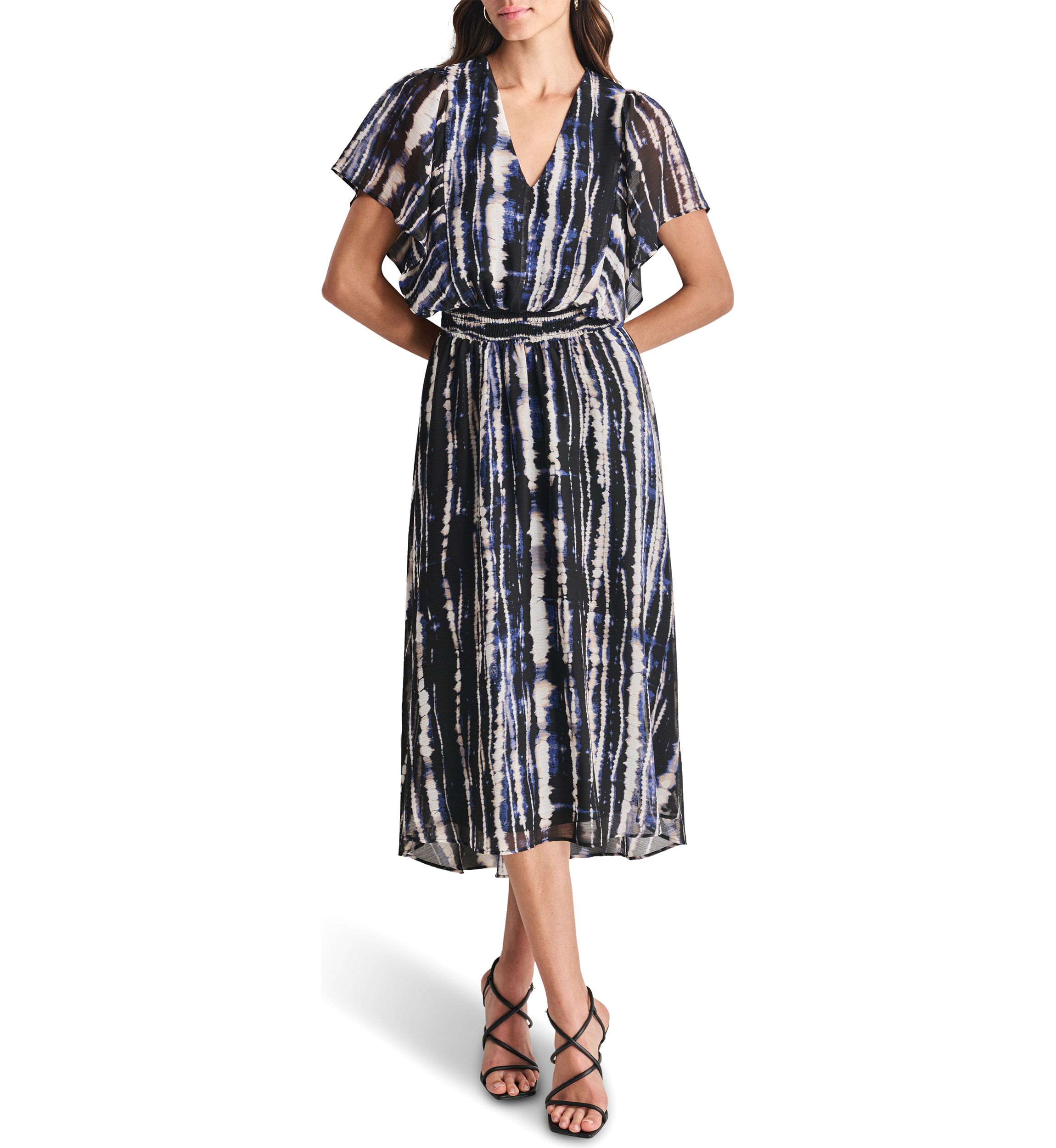 Womens Printed Chiffon Fit and Flare Dress