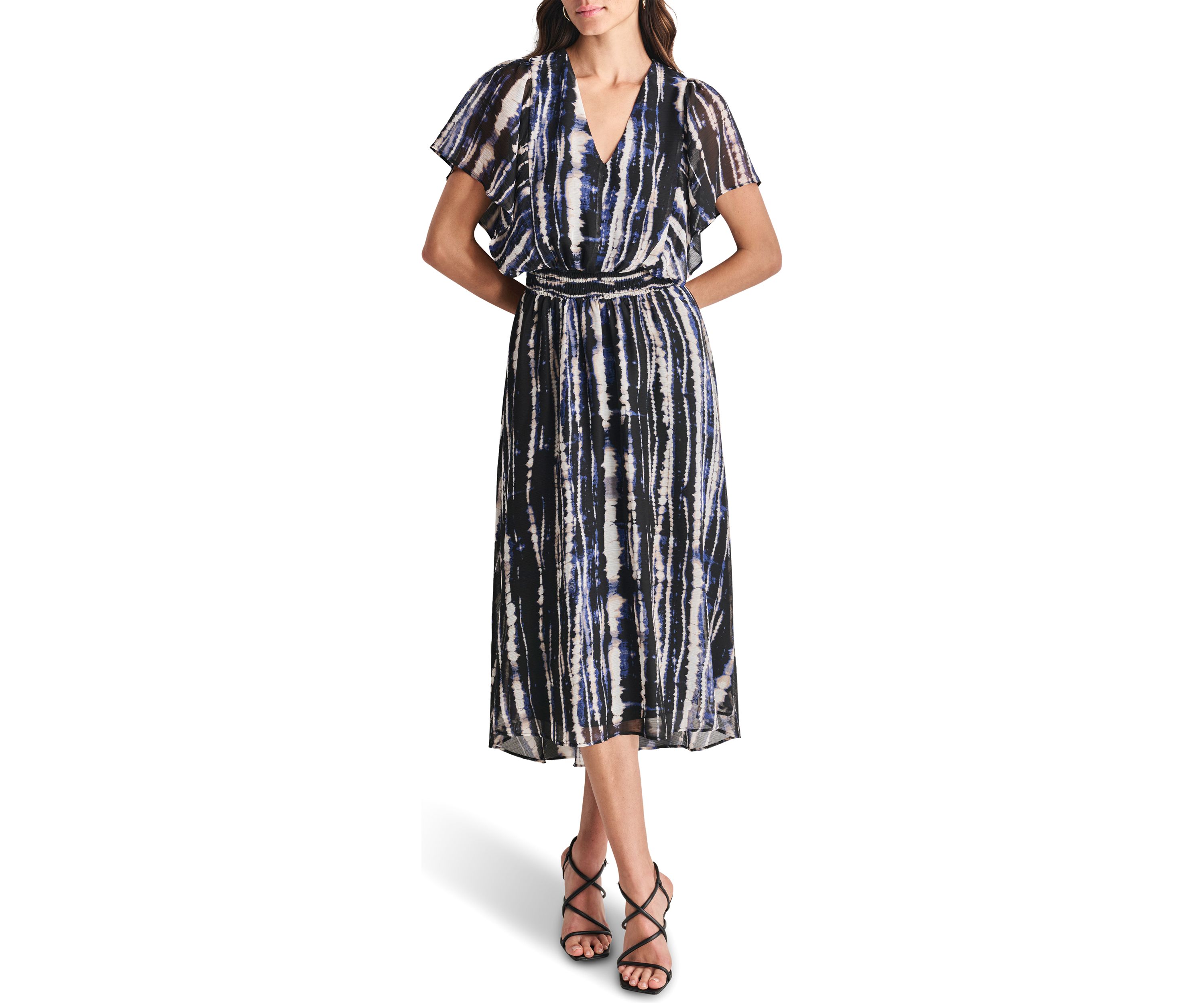 Womens Printed Chiffon Fit and Flare Dress