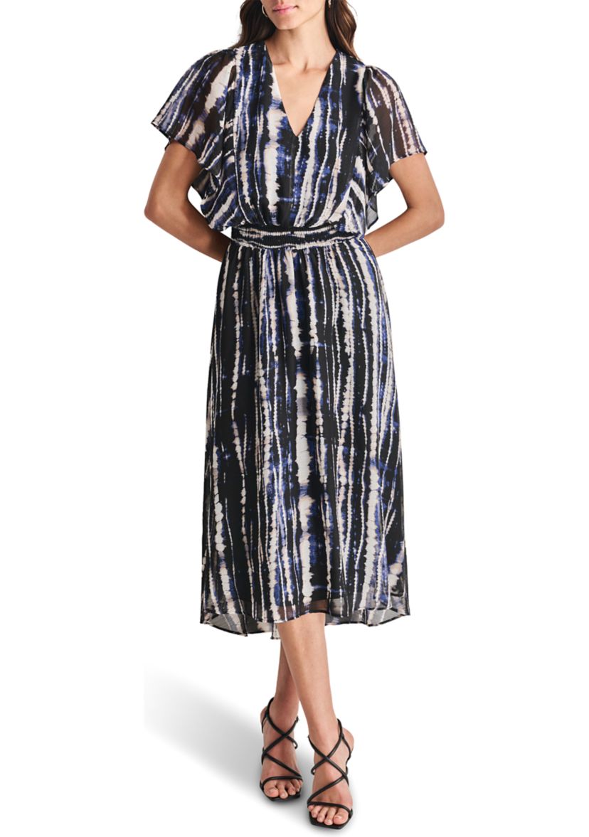 Womens Printed Chiffon Fit and Flare Dress
