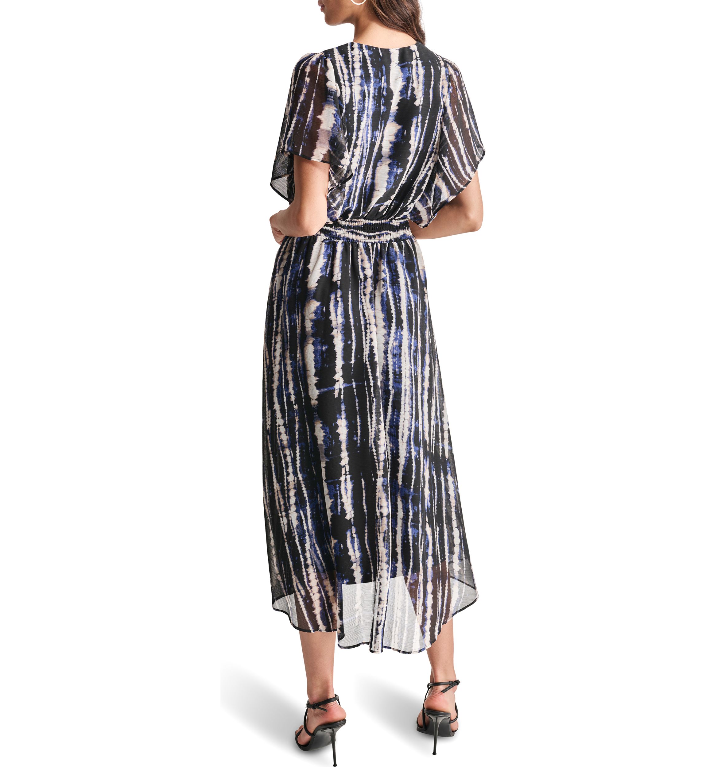 Womens Printed Chiffon Fit and Flare Dress