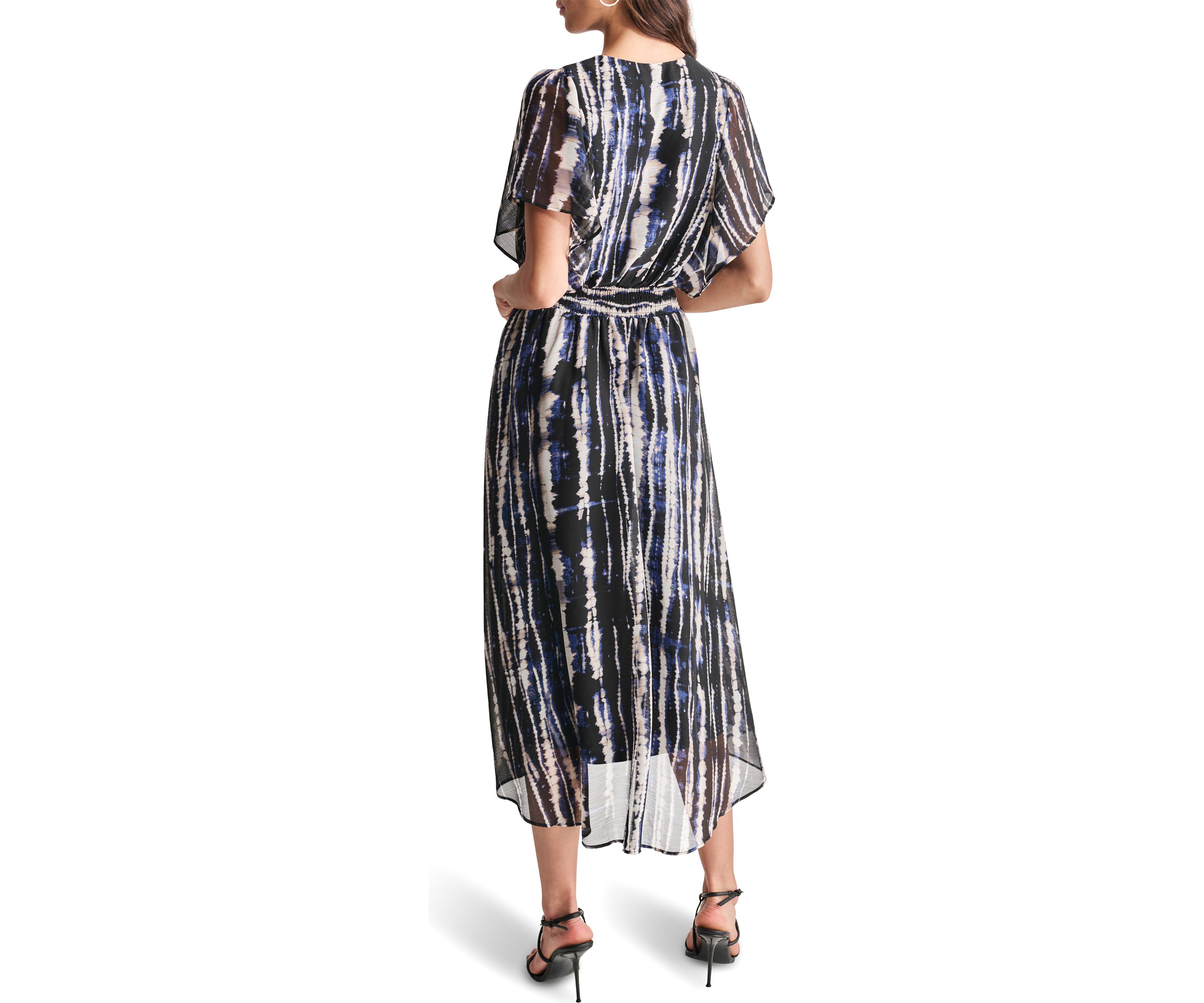 Womens Printed Chiffon Fit and Flare Dress