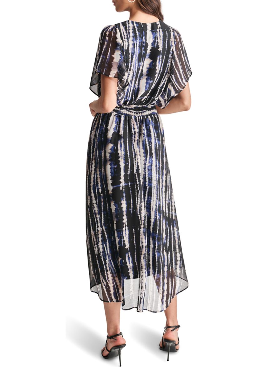 Womens Printed Chiffon Fit and Flare Dress