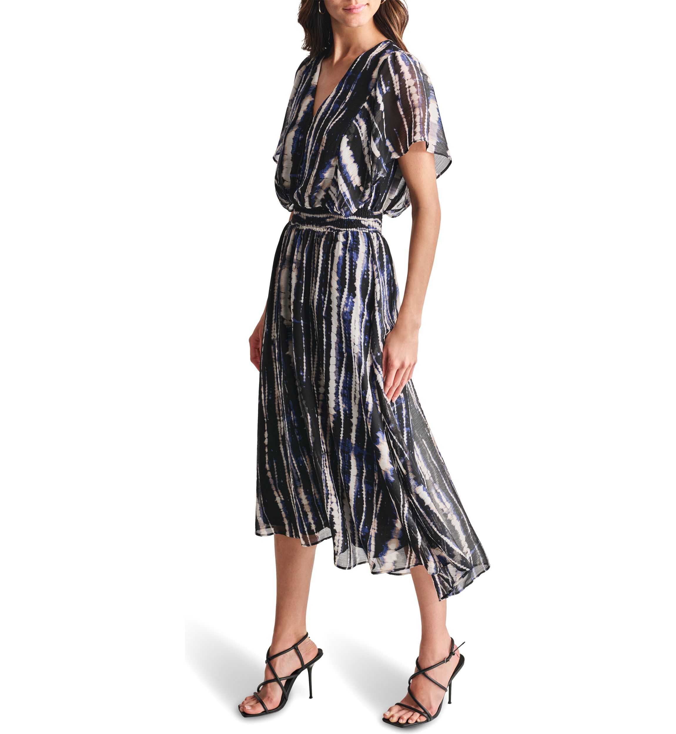 Womens Printed Chiffon Fit and Flare Dress