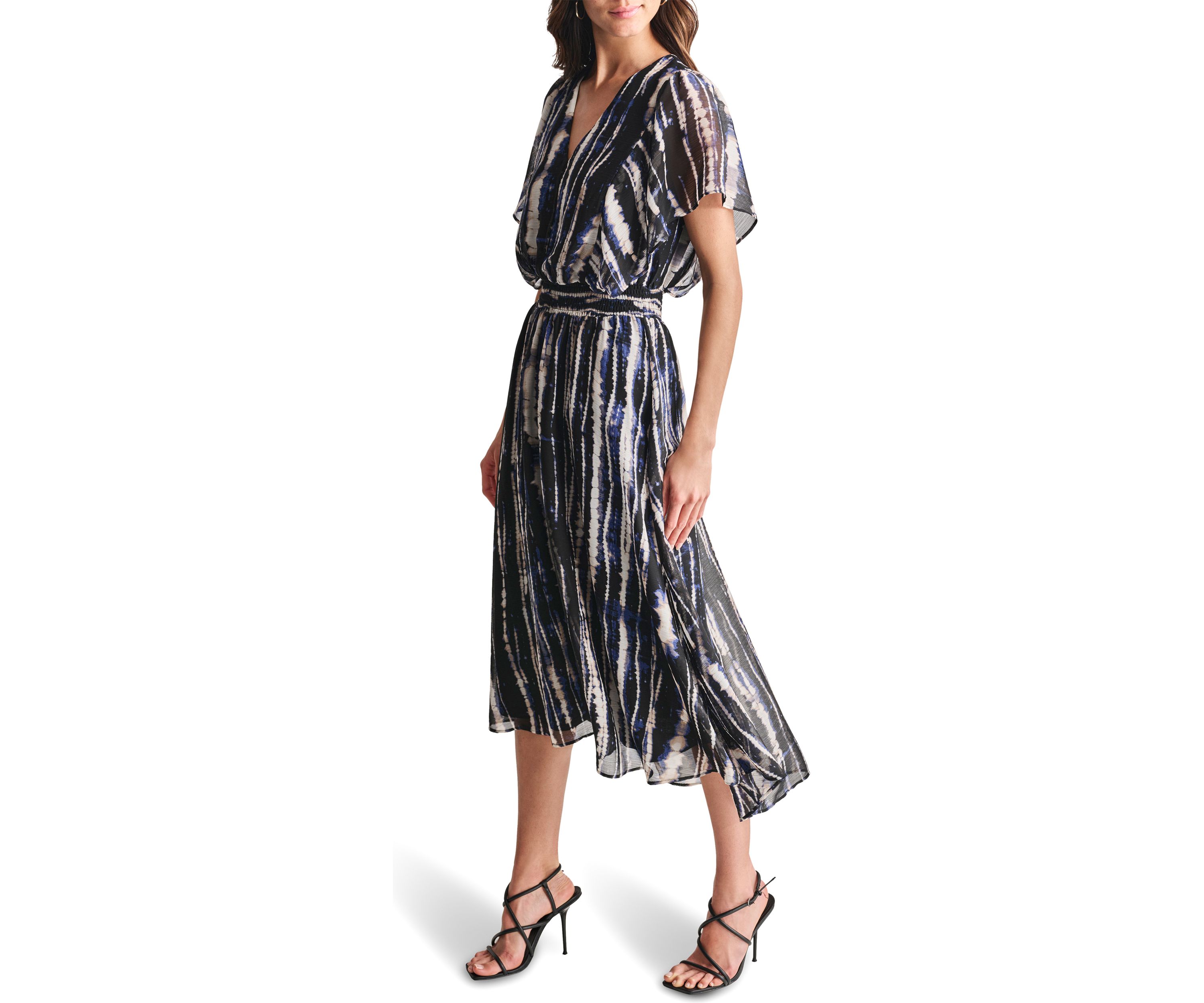 Womens Printed Chiffon Fit and Flare Dress