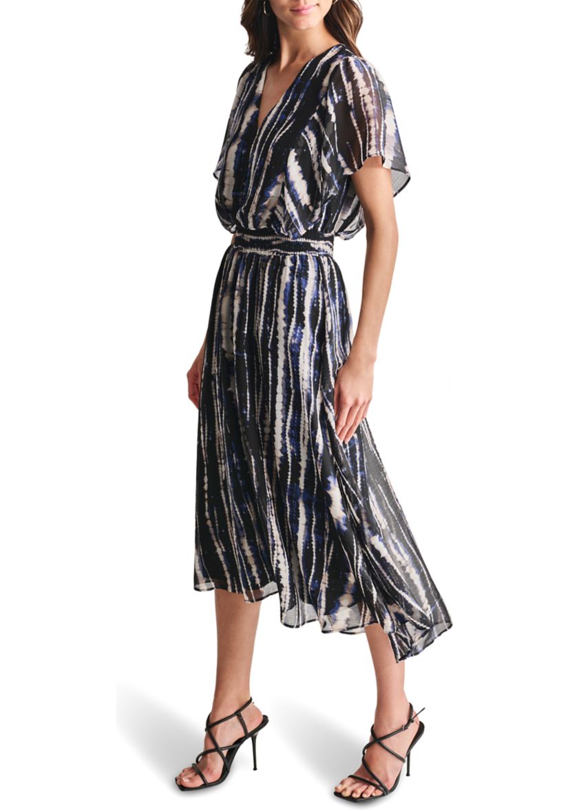 Womens Printed Chiffon Fit and Flare Dress
