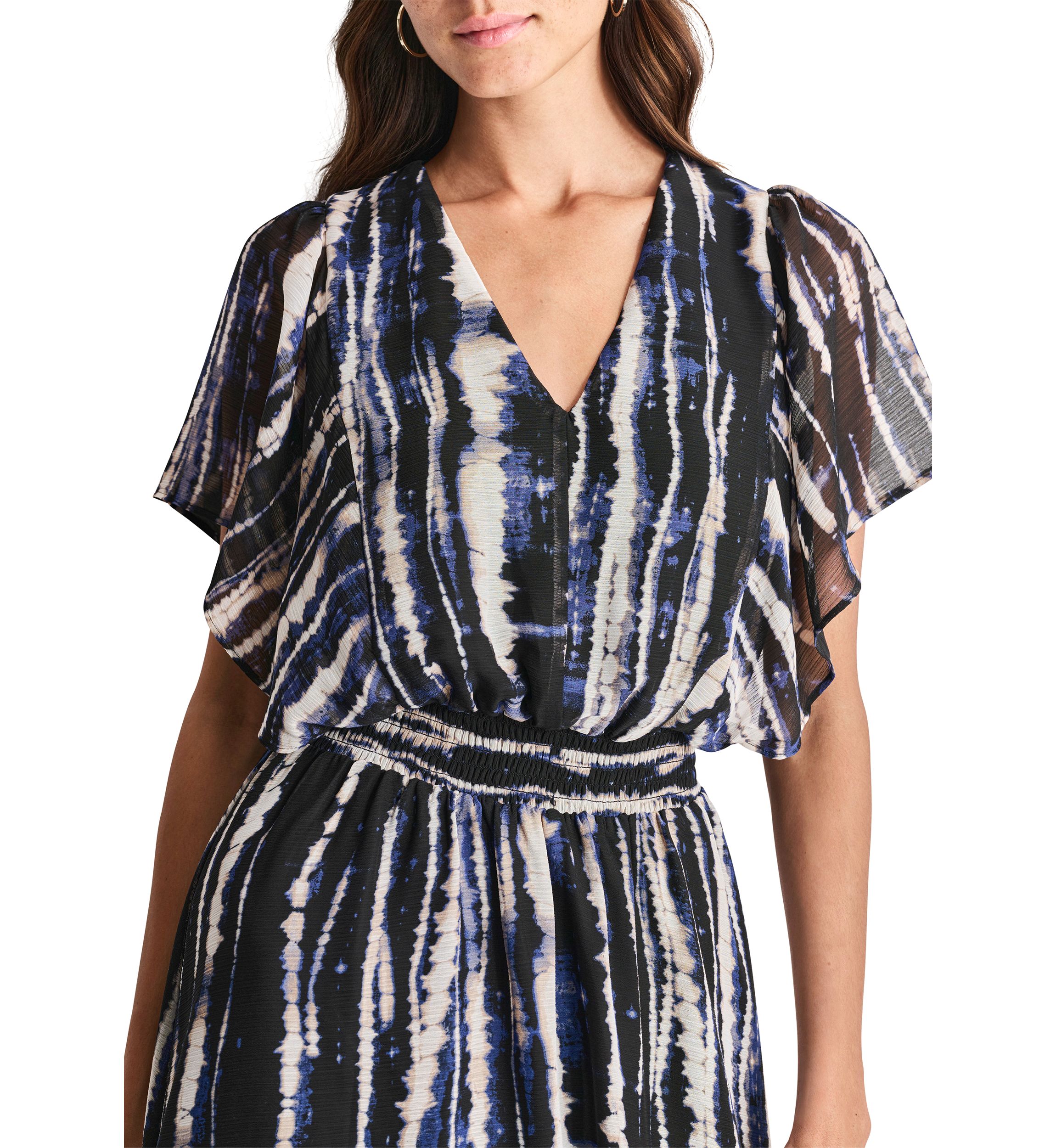 Womens Printed Chiffon Fit and Flare Dress