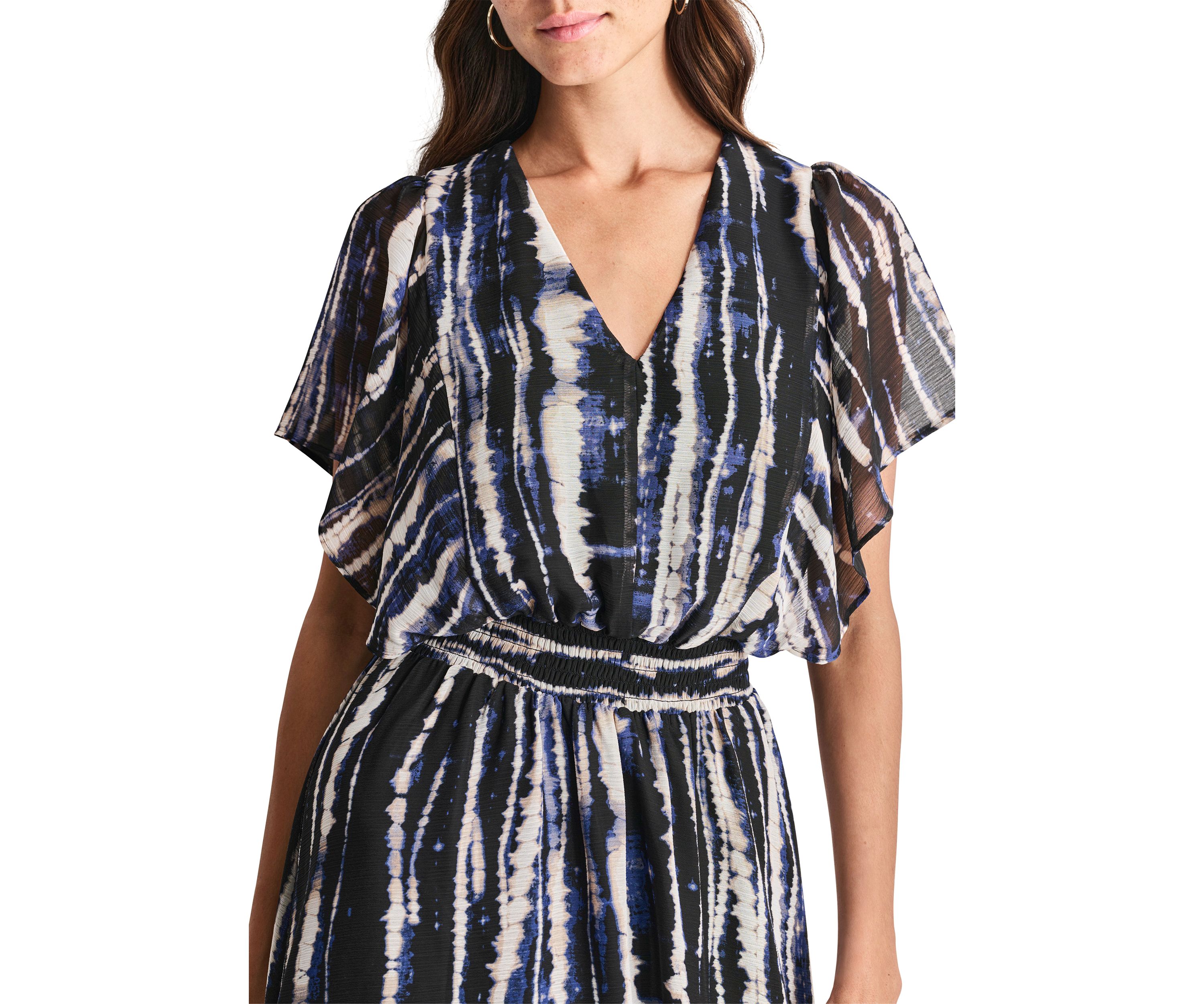 Womens Printed Chiffon Fit and Flare Dress