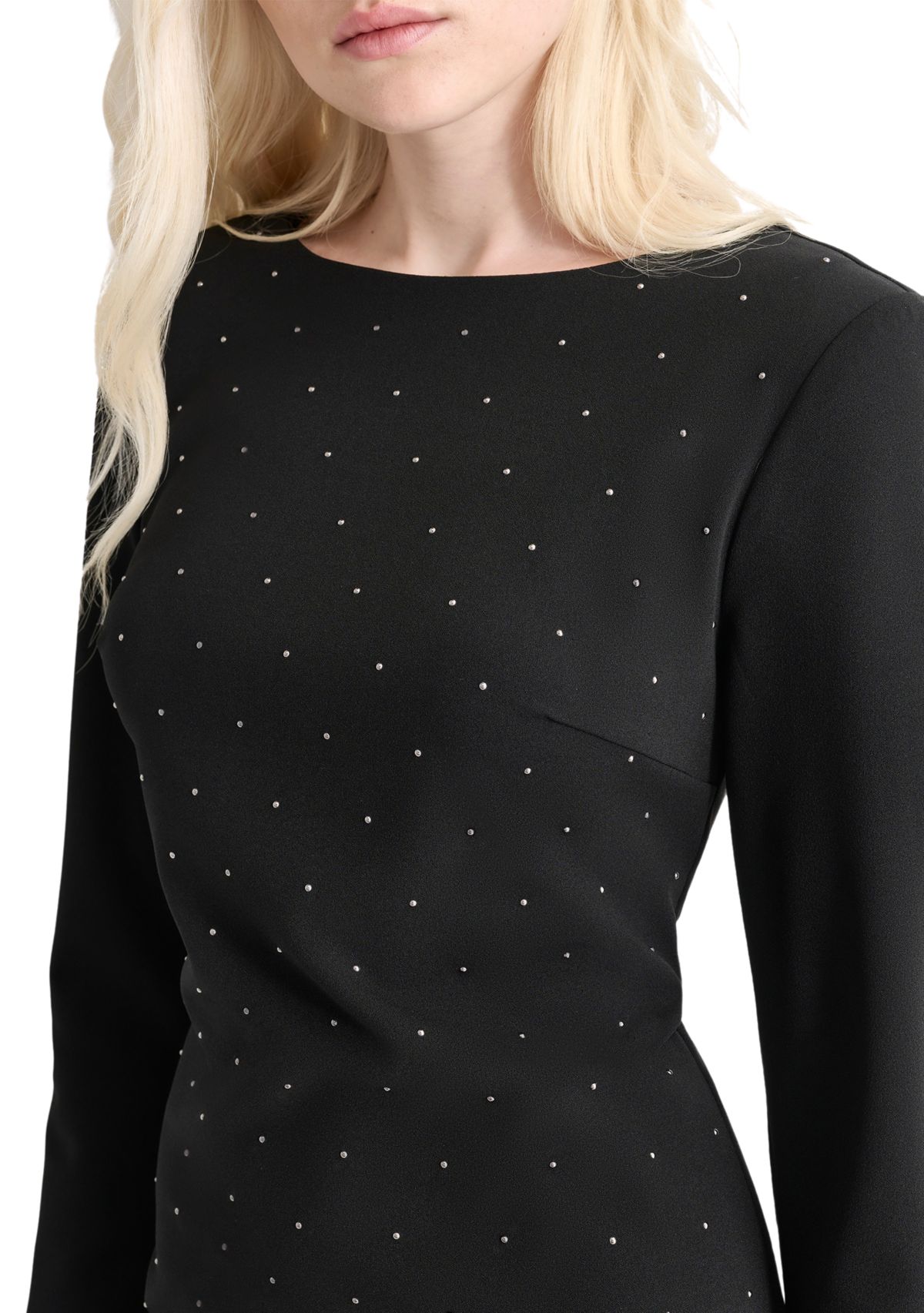 Womens Sparkle Solid Sheath Dress