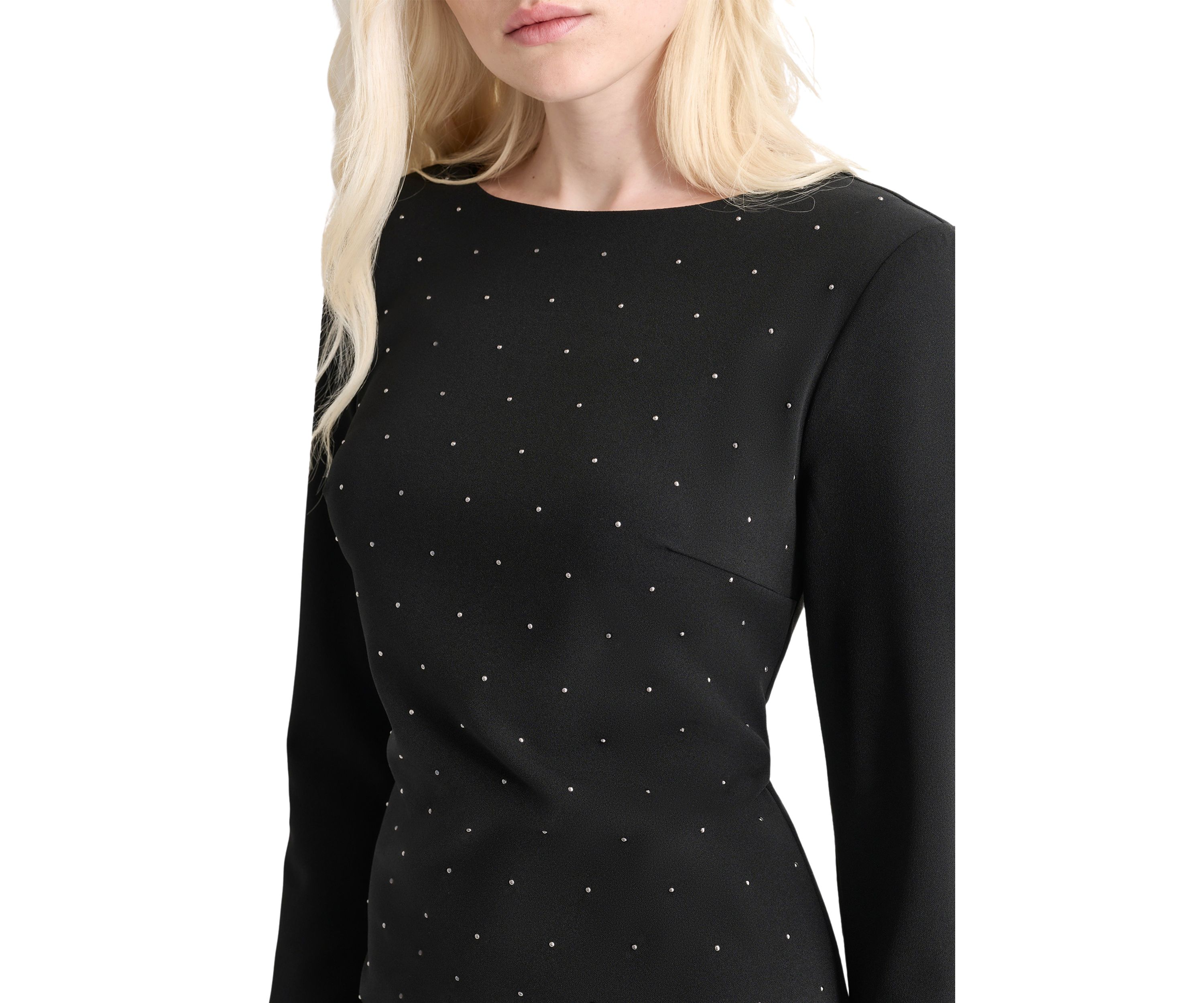 Womens Sparkle Solid Sheath Dress