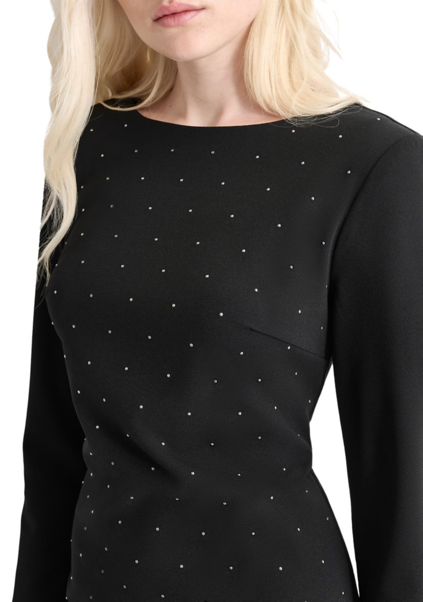 Womens Sparkle Solid Sheath Dress