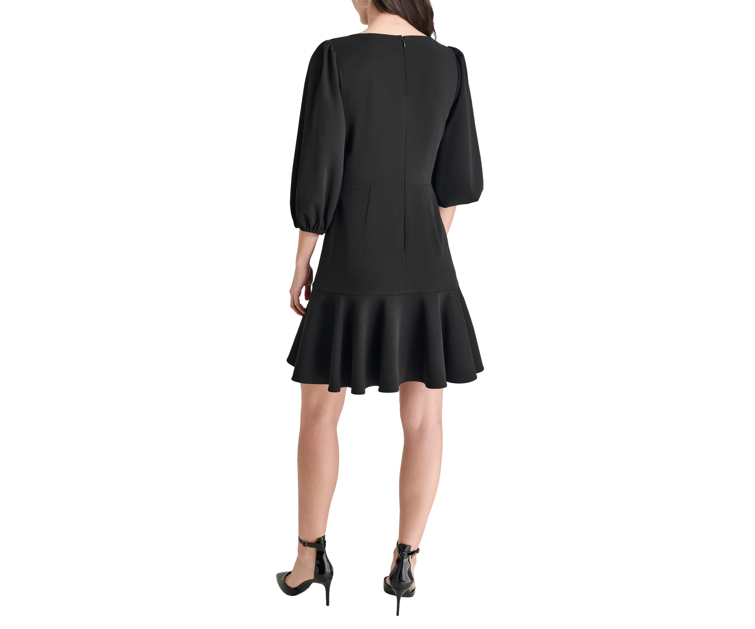Womens Solid Wrap Sheath Dress