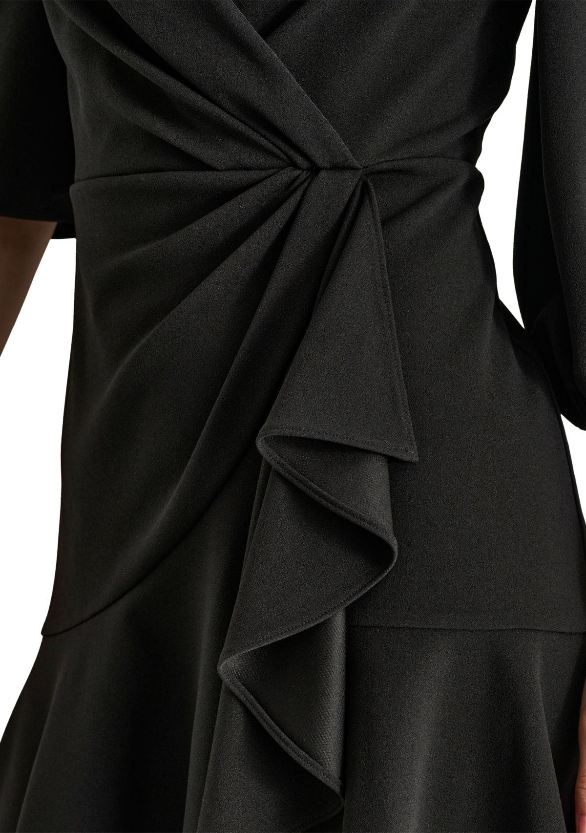 Womens Solid Wrap Sheath Dress