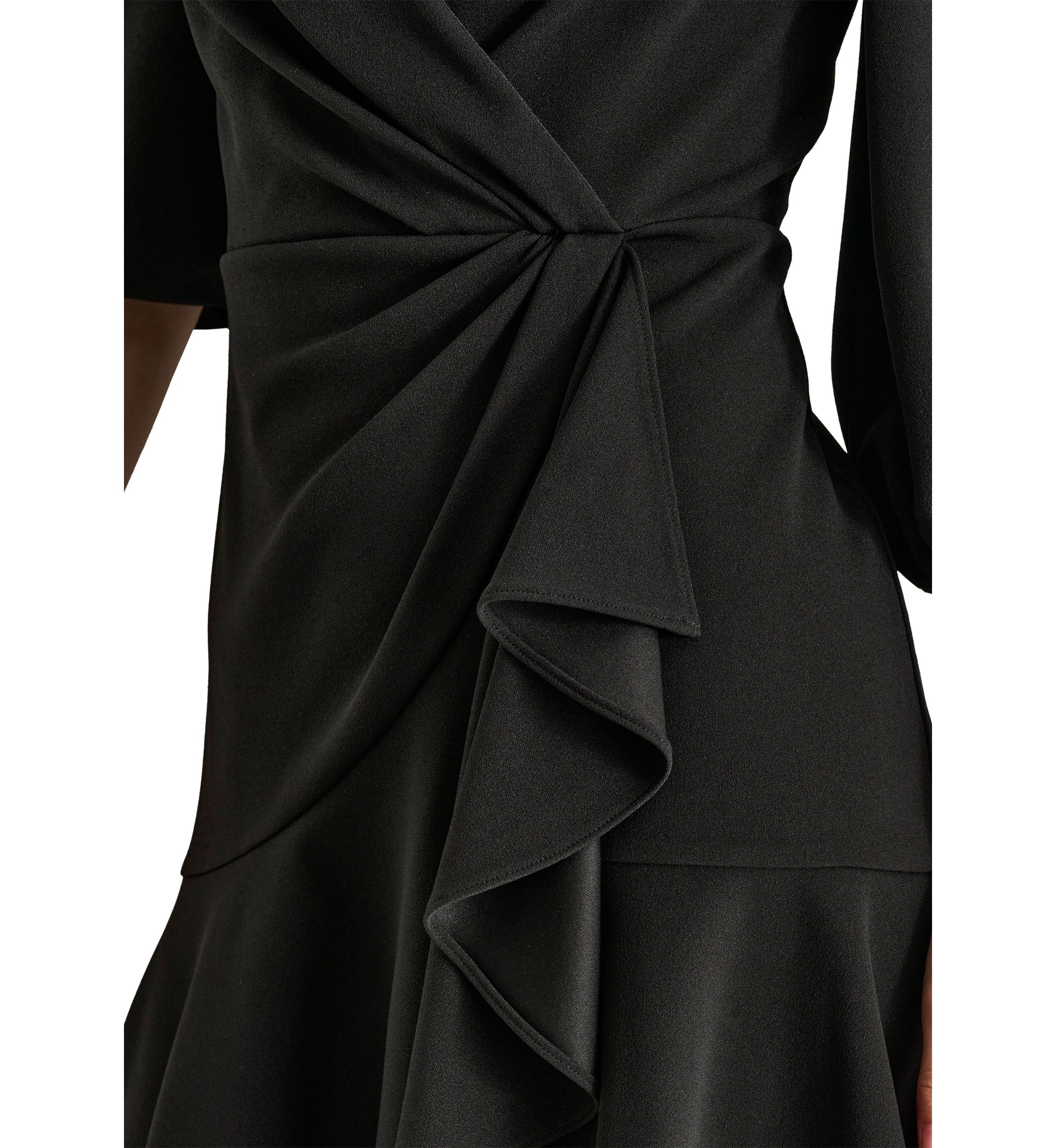 Womens Solid Wrap Sheath Dress