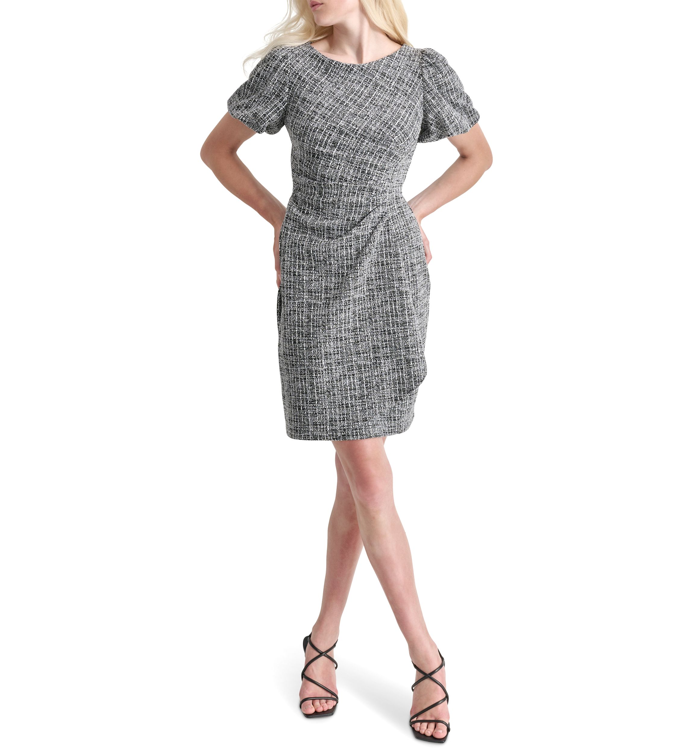 Womens Printed Side Ruched Sheath Dress