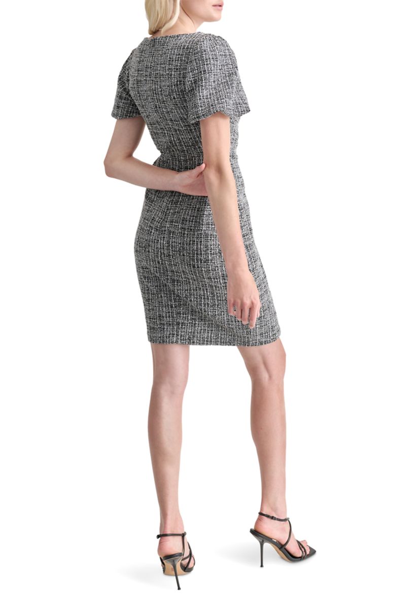 Womens Printed Side Ruched Sheath Dress