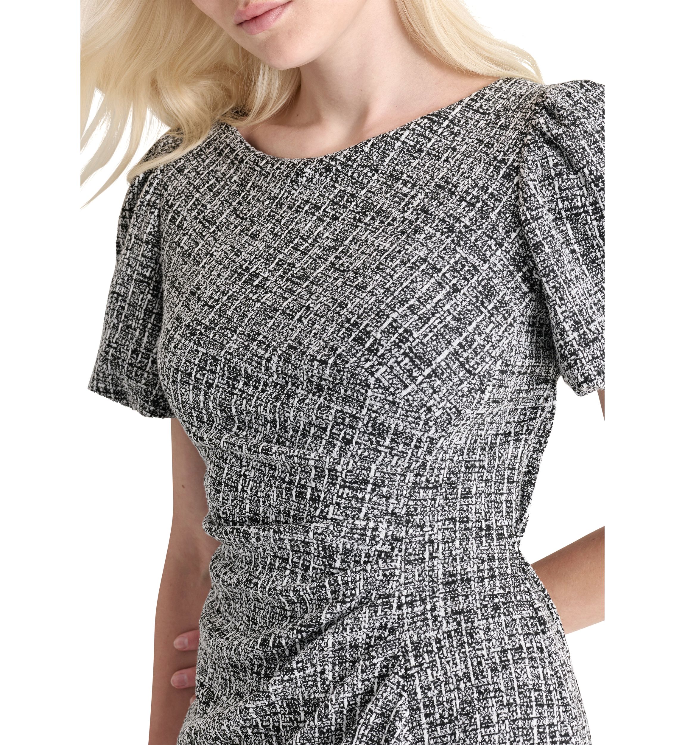 Womens Printed Side Ruched Sheath Dress