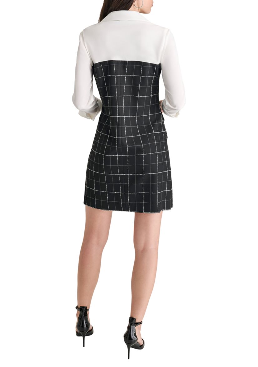 Womens Two Tone Collar Sheath Dress