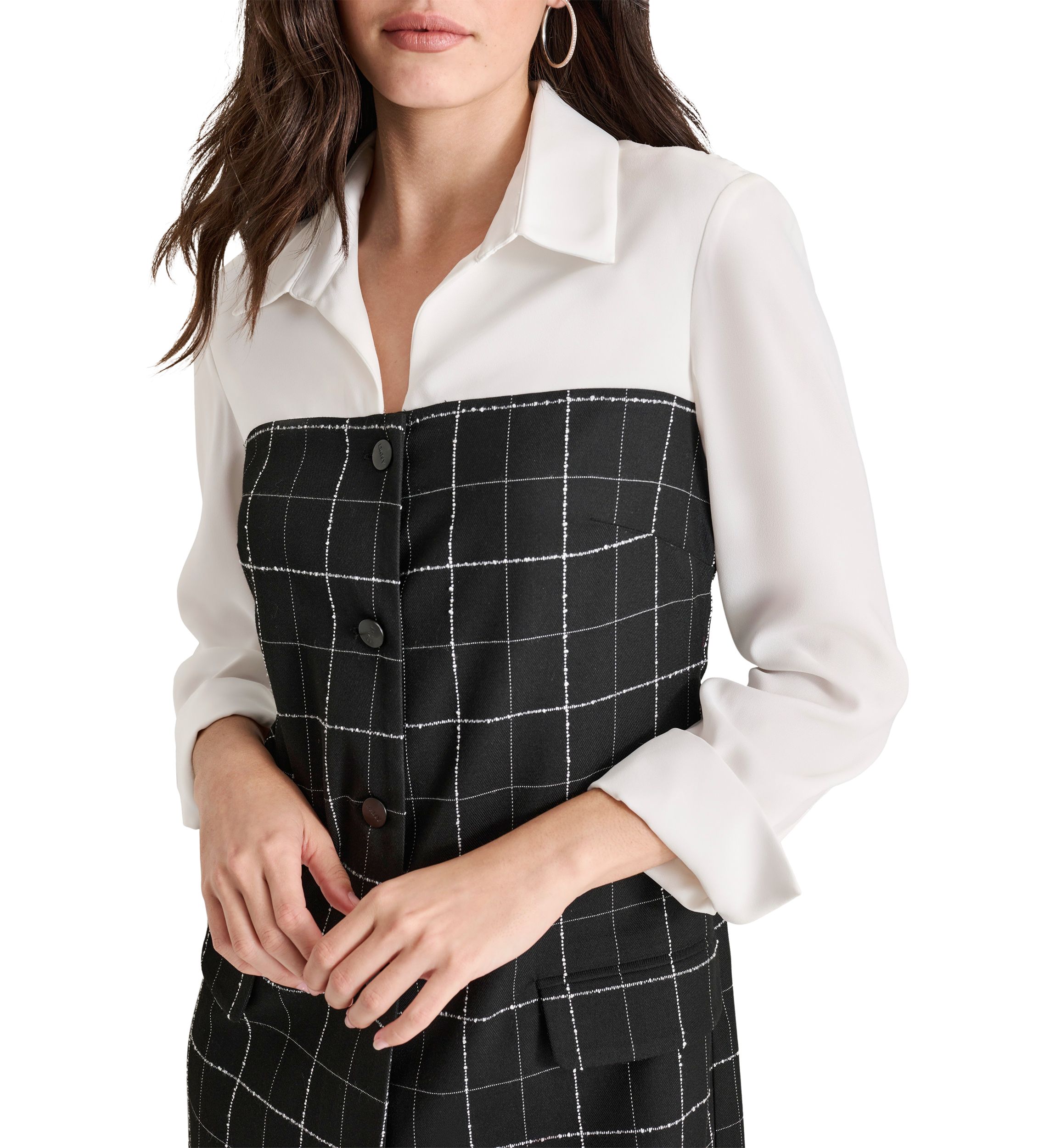 Womens Two Tone Collar Sheath Dress