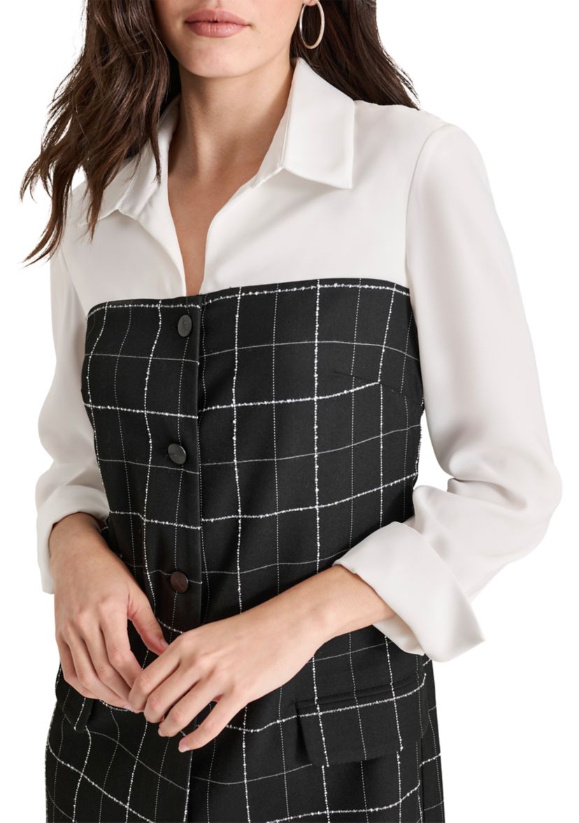 Womens Two Tone Collar Sheath Dress
