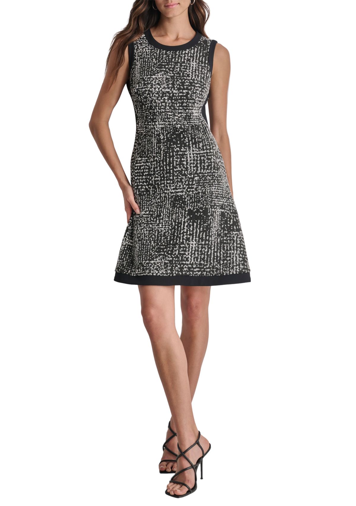 Womens Printed Sleeveless Sheath Dress
